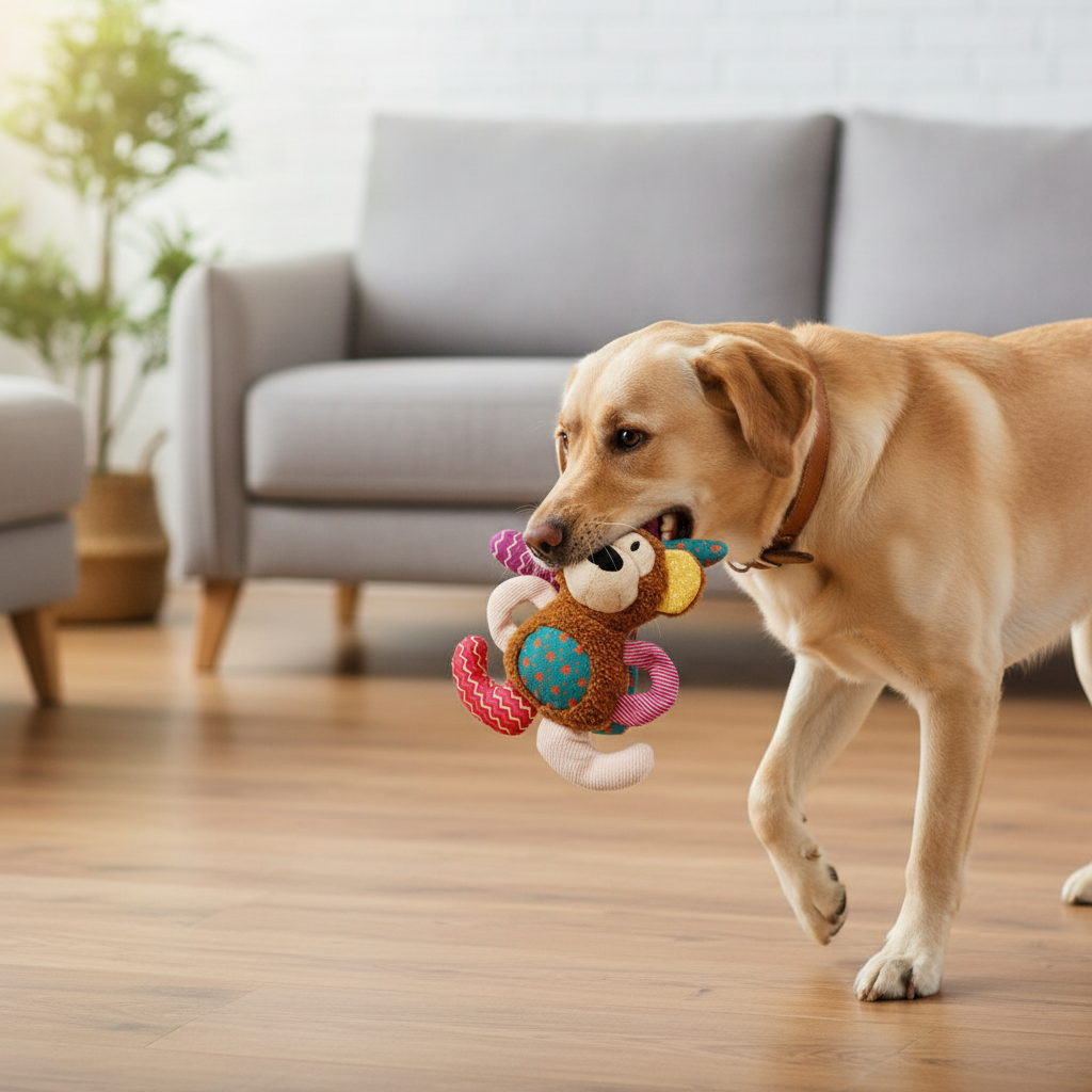 Plush Animal Dog Toy Set – Bunny, Elephant, Monkey & Lion (27 × 18 cm)