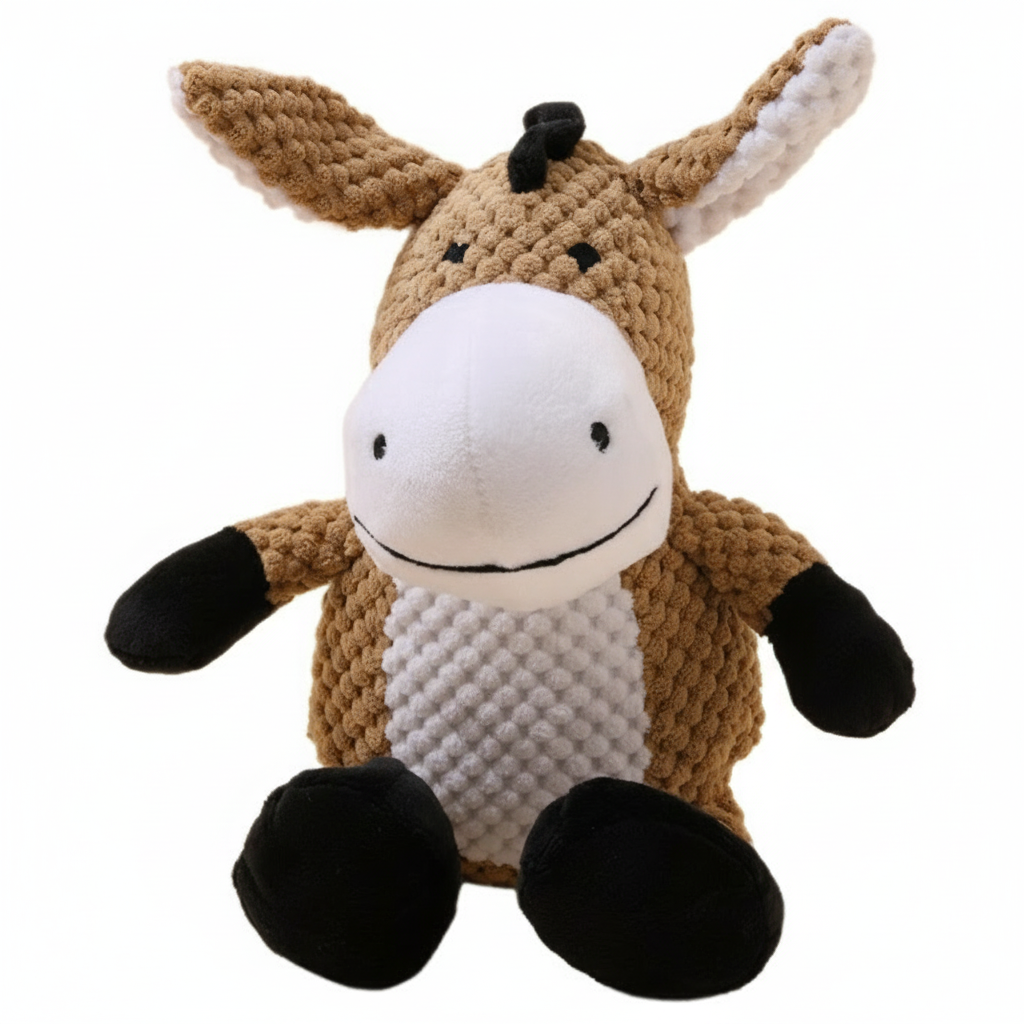 Plush Donkey Dog Toy – Soft Textured Interactive Pet Toy