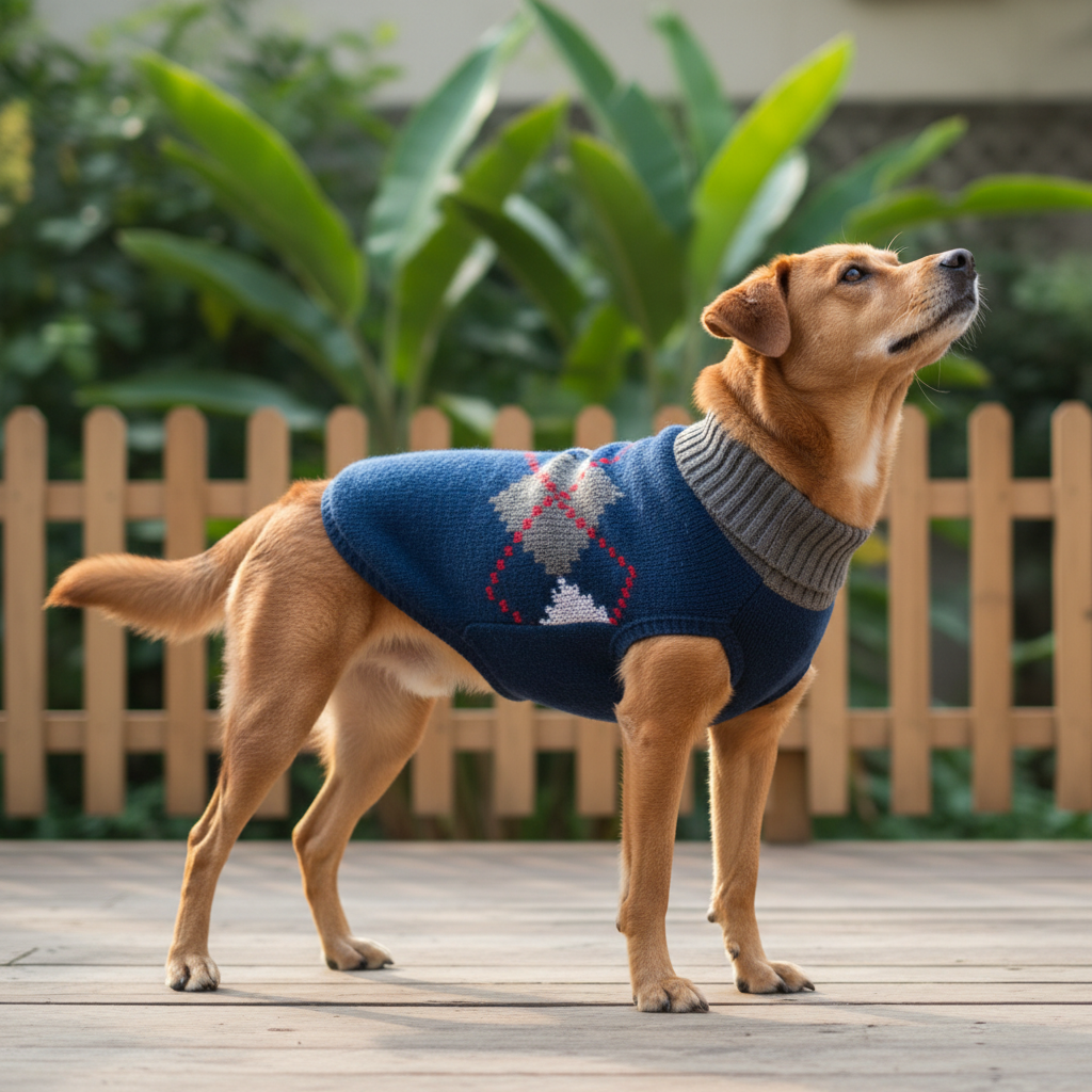 Classic Knitted Dog Sweater – Diamond Pattern Pet Jumper