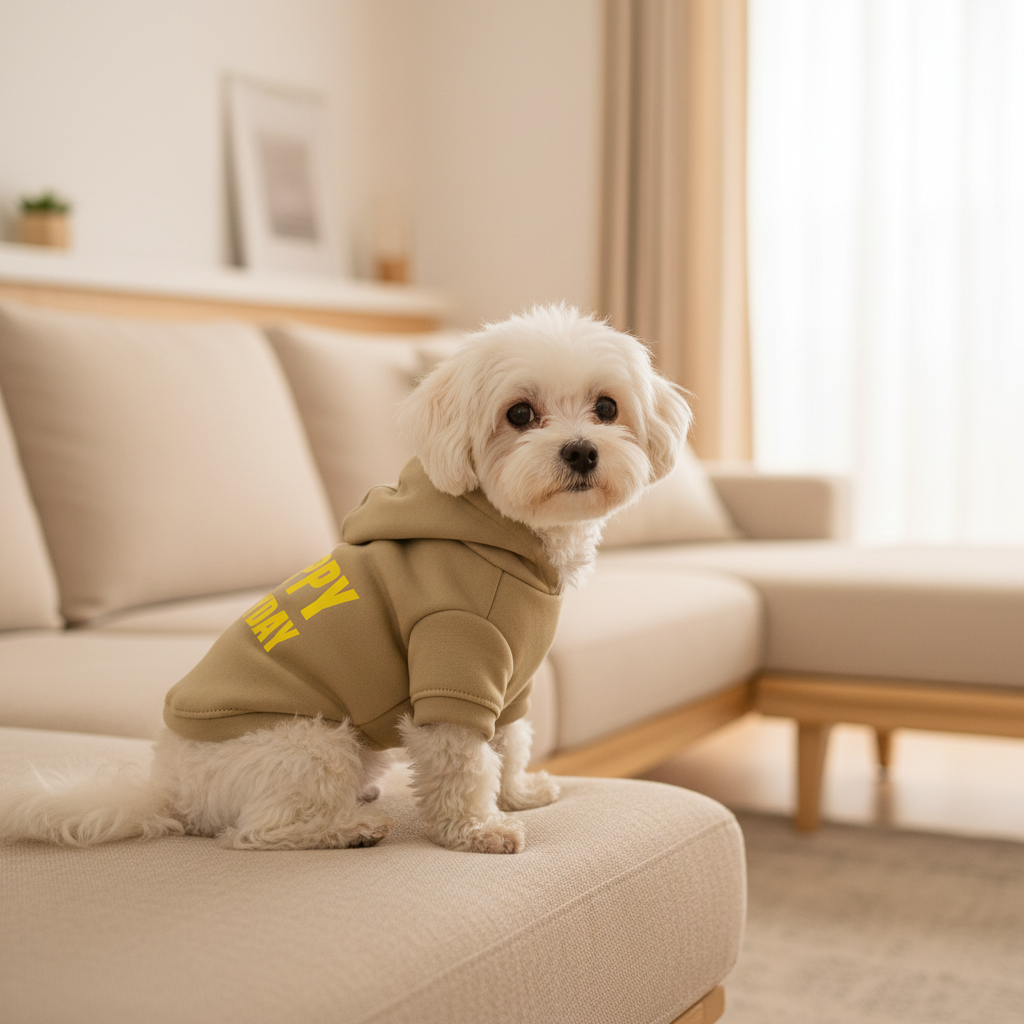 Dog Hoodie with Hood – “Happy Everyday” Printed Pet Sweatshirt (S–XL)