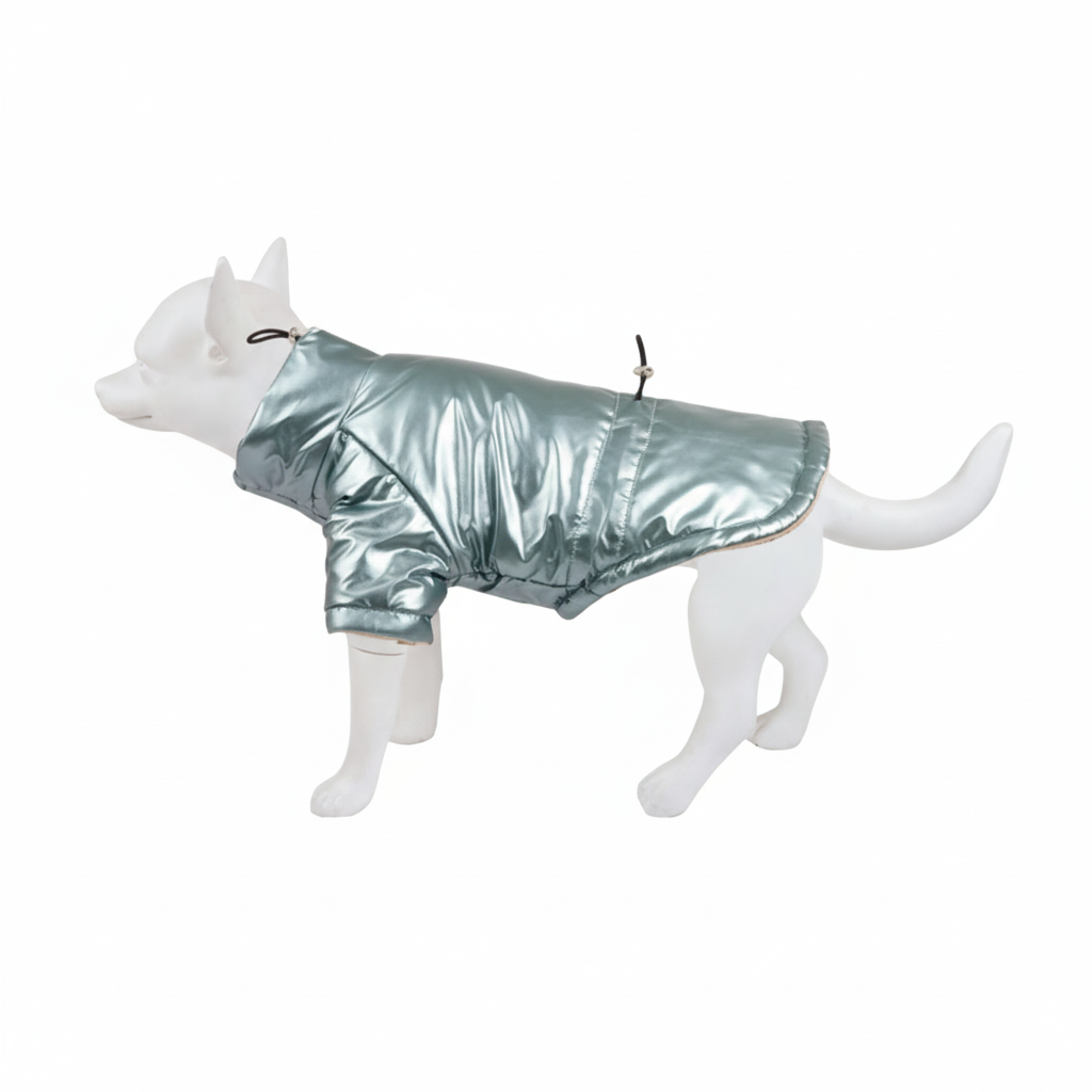 Shiny Padded Dog Jacket – Metallic Winter Pet Coat (S–XL)