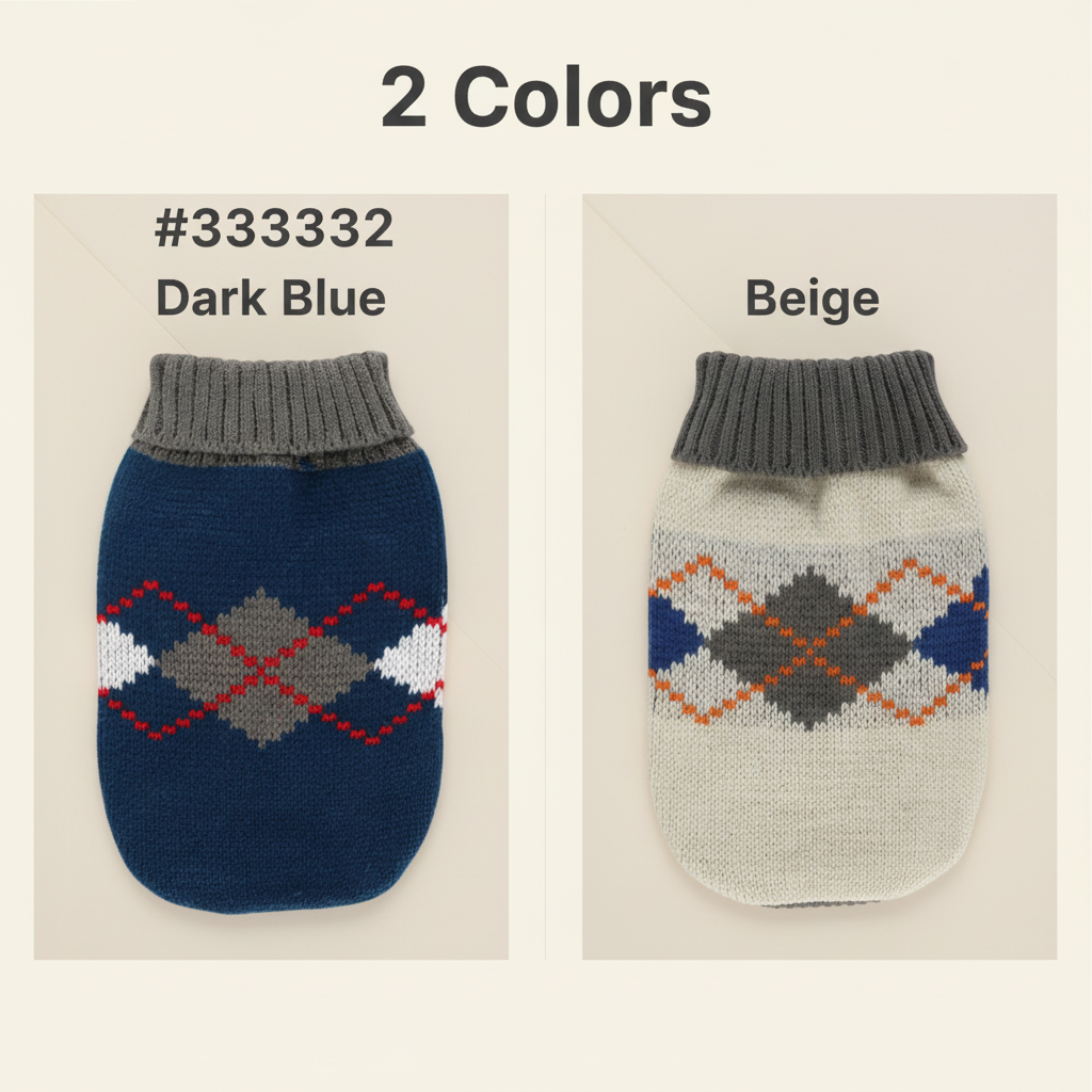 Classic Knitted Dog Sweater – Diamond Pattern Pet Jumper