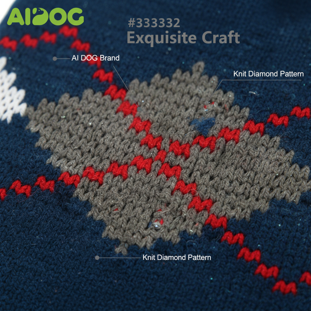 Classic Knitted Dog Sweater – Diamond Pattern Pet Jumper