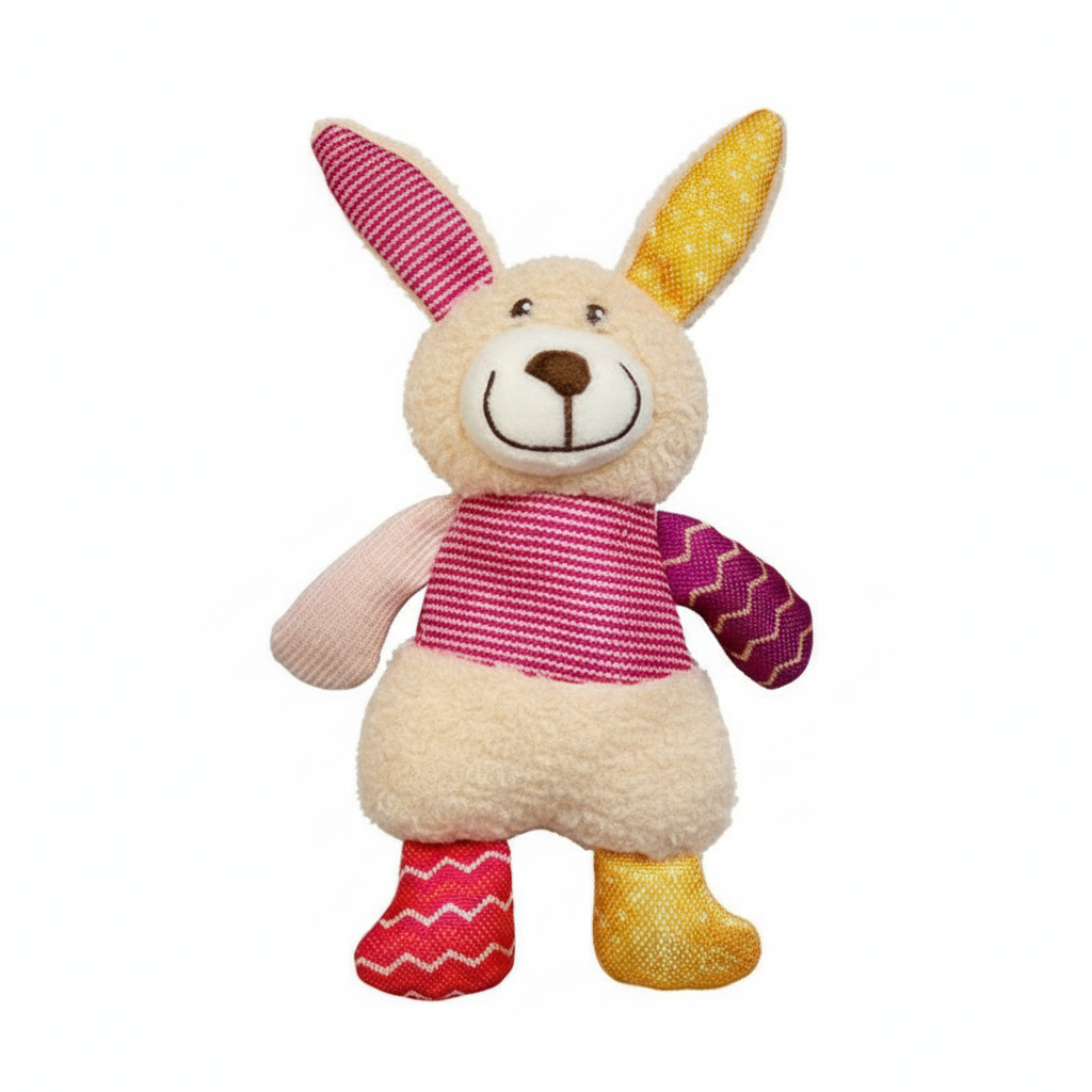 Plush Animal Dog Toy Set – Bunny, Elephant, Monkey & Lion (27 × 18 cm)