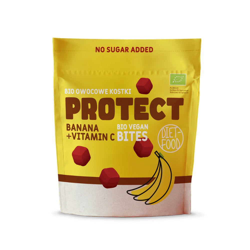 Bio Vegan Bites PROTECT (kostki owocowe) - banan z witaminą C 120 g