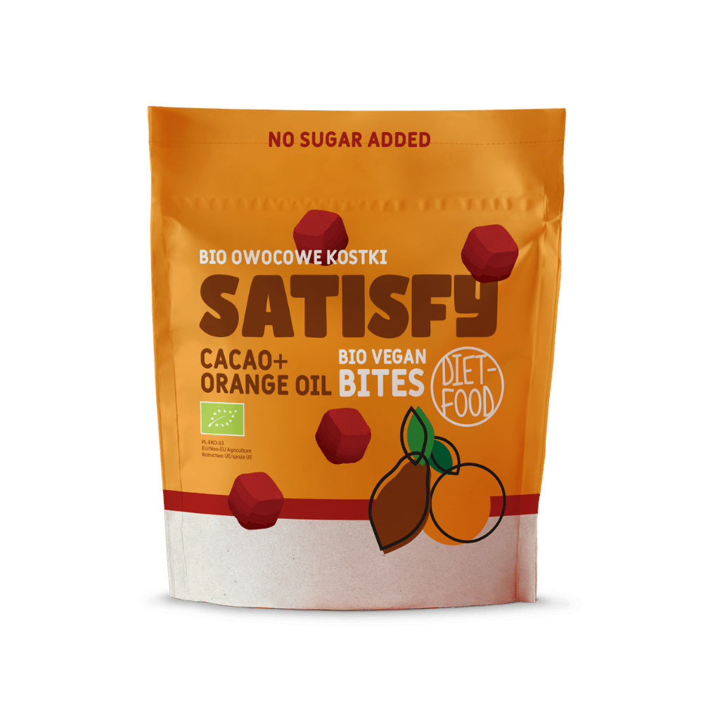 Bio Vegan Bites SATISFY (fruit cubes) - chocolate and orange 120 g