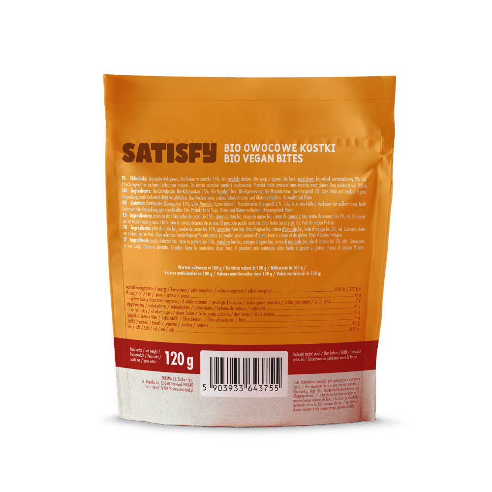 Bio Vegan Bites SATISFY (fruit cubes) - chocolate and orange 120 g