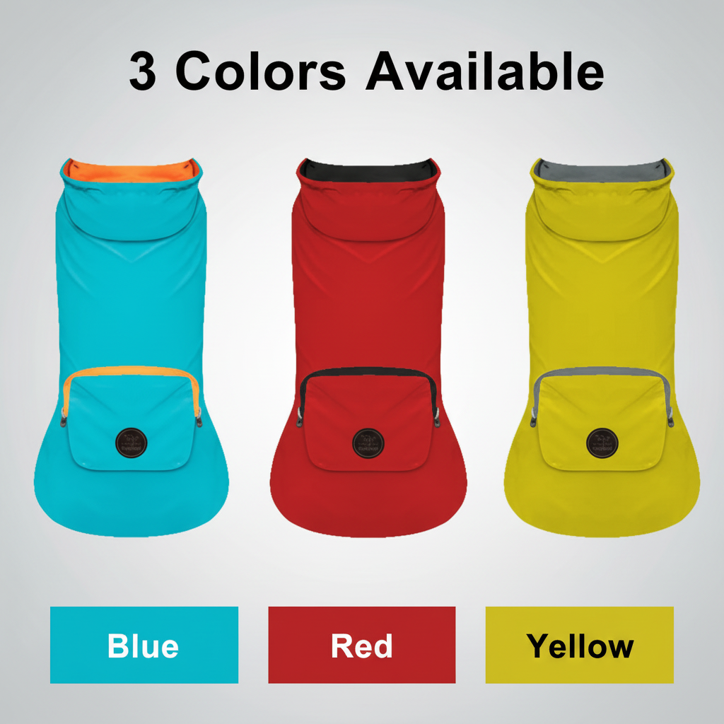 Waterproof Dog Raincoat with Hood & Pocket – Lightweight Pet Jacket (30cm-66cm)