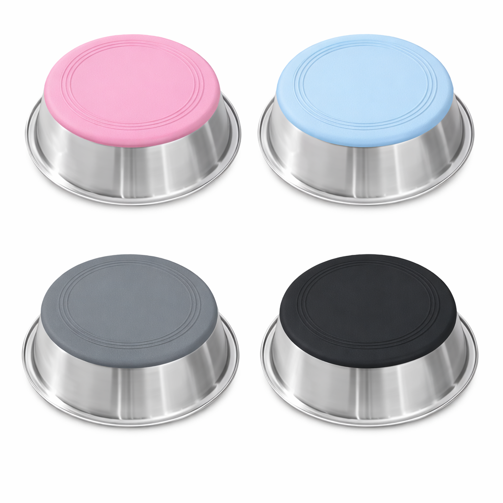 Stainless Steel Pet Bowl with Anti-Slip Silicone Base – 14cm