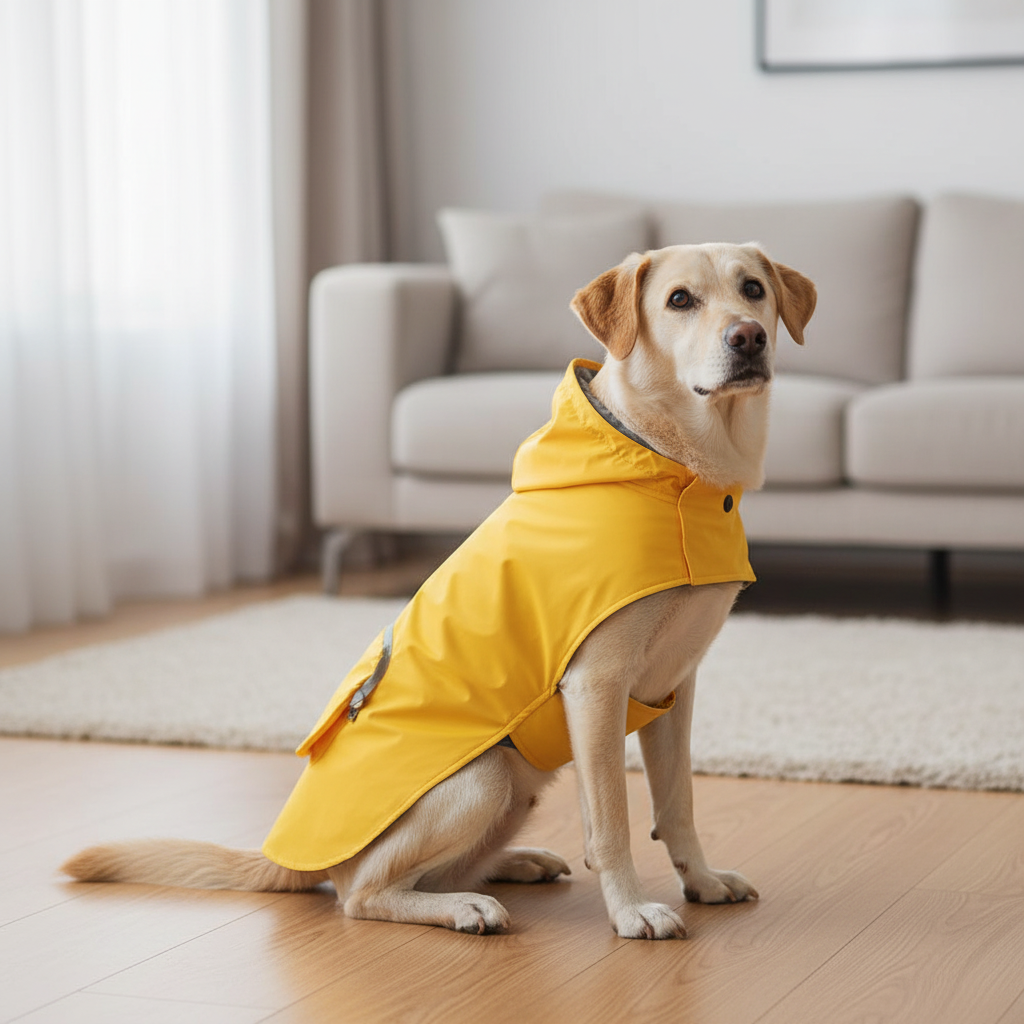 Waterproof Dog Raincoat with Hood & Pocket – Lightweight Pet Jacket (30cm-66cm)