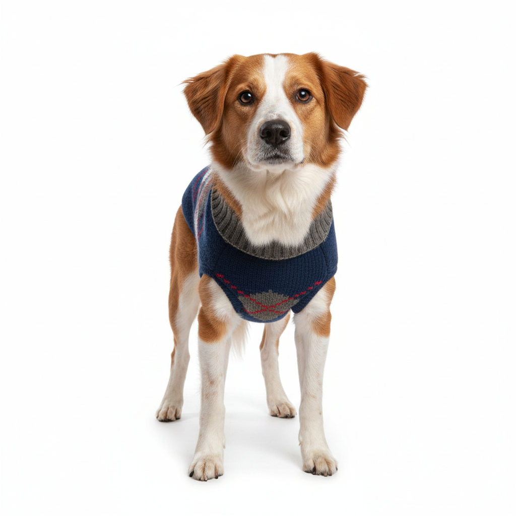 Classic Knitted Dog Sweater – Diamond Pattern Pet Jumper