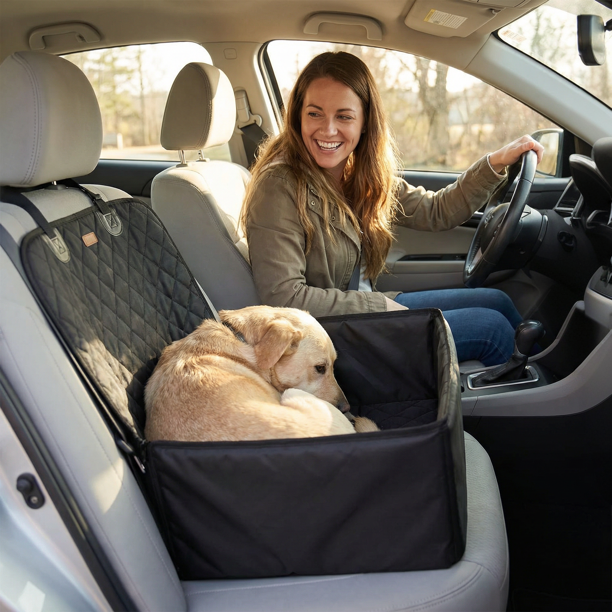 宠物汽车座椅，适用于猫狗 – 带衬垫的旅行增高座椅（50 × 95 厘米）