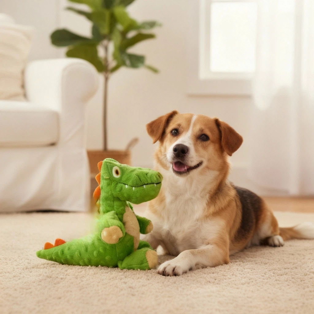 Plush Crocodile Dog Toy – Soft Interactive Pet Toy (28 × 26 cm)