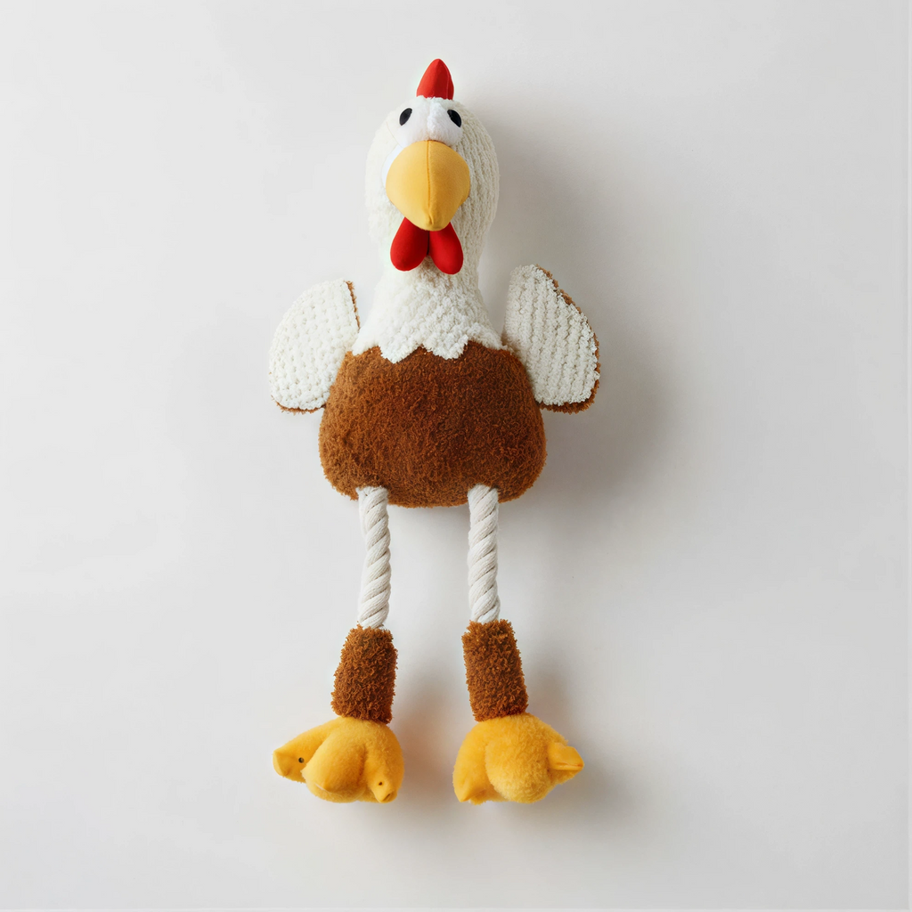 Long-Leg Chicken Dog Toy – Plush & Rope Interactive Pet Toy (20 × 48 cm)