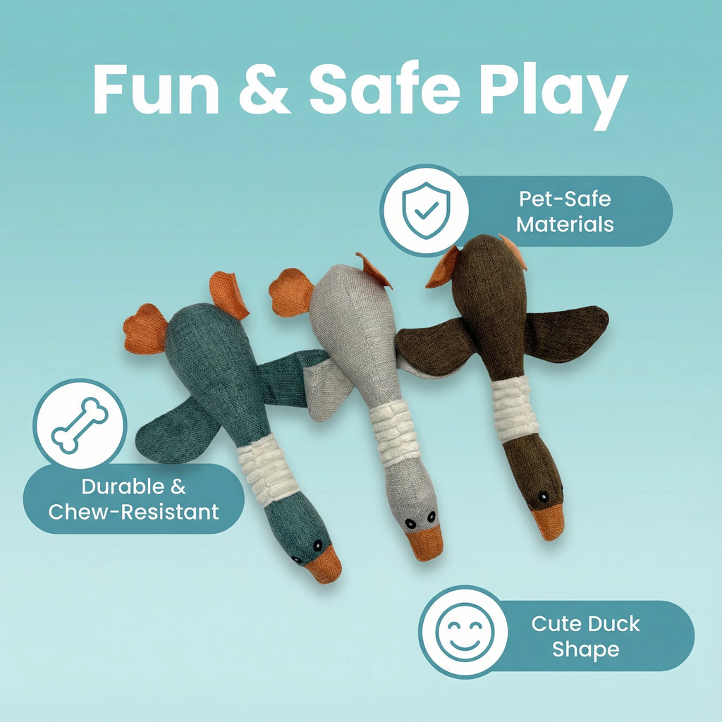 Large Plush Duck Dog Toy for Chewing and Interactive Play (30 × 9 cm)