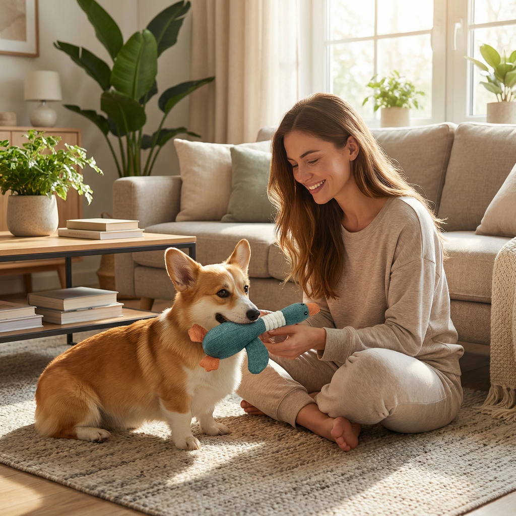Large Plush Duck Dog Toy for Chewing and Interactive Play (30 × 9 cm)