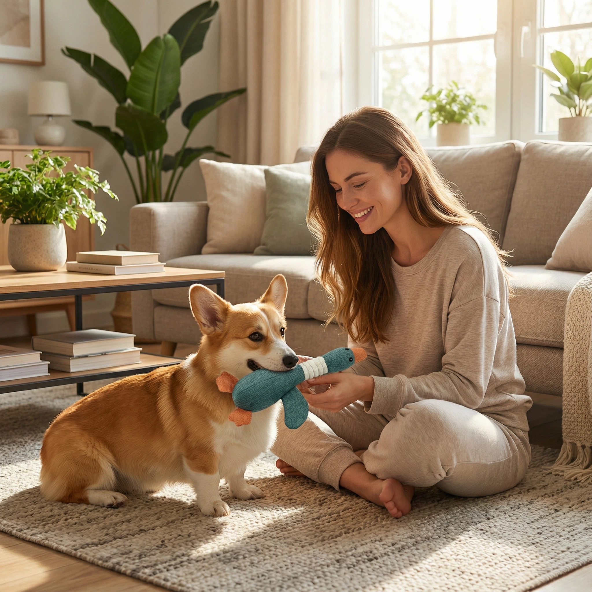 Large Plush Duck Dog Toy for Chewing and Interactive Play (30 × 9 cm)