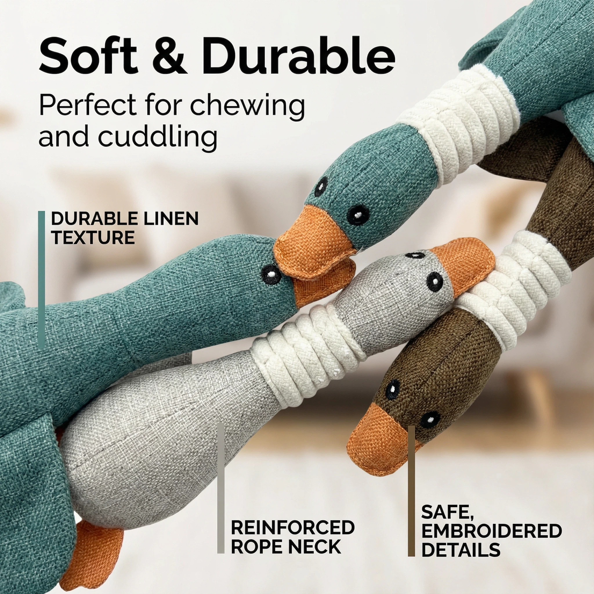 Large Plush Duck Dog Toy for Chewing and Interactive Play (30 × 9 cm)