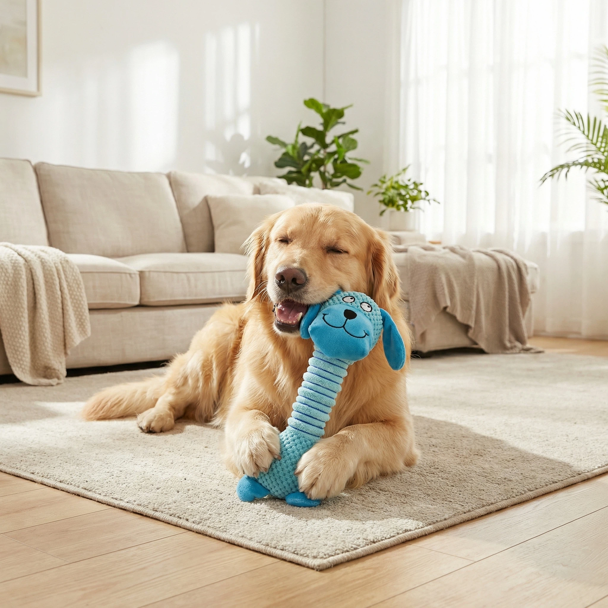 Long Neck Plush Dog Toy with Built-in Squeaker for Chewing and Interactive Play (30 × 10 cm)