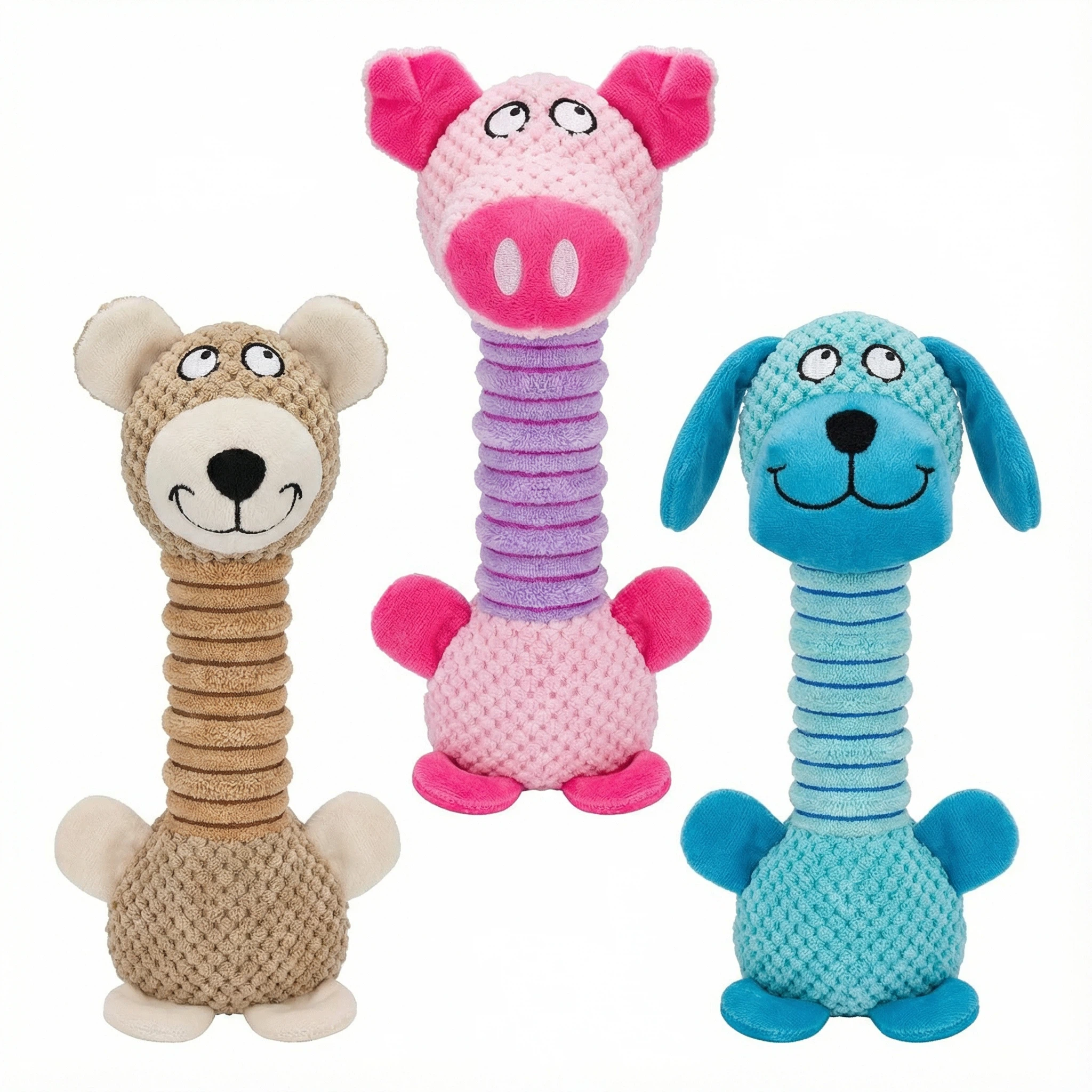 Long Neck Plush Dog Toy with Built-in Squeaker for Chewing and Interactive Play (30 × 10 cm)