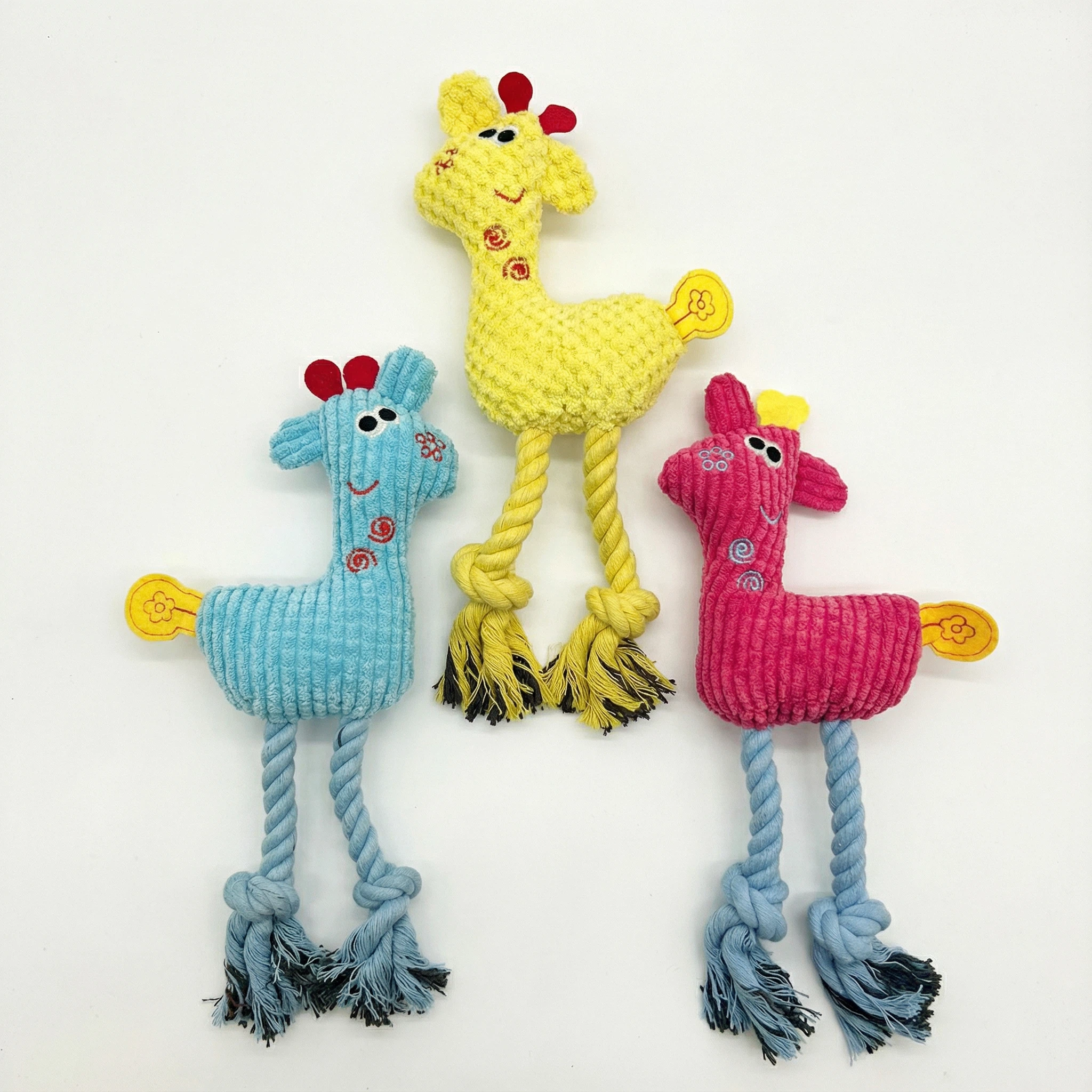 Plush Giraffe Dog Toy with Rope Legs for Chewing, Tugging and Interactive Play (26 × 10 cm)