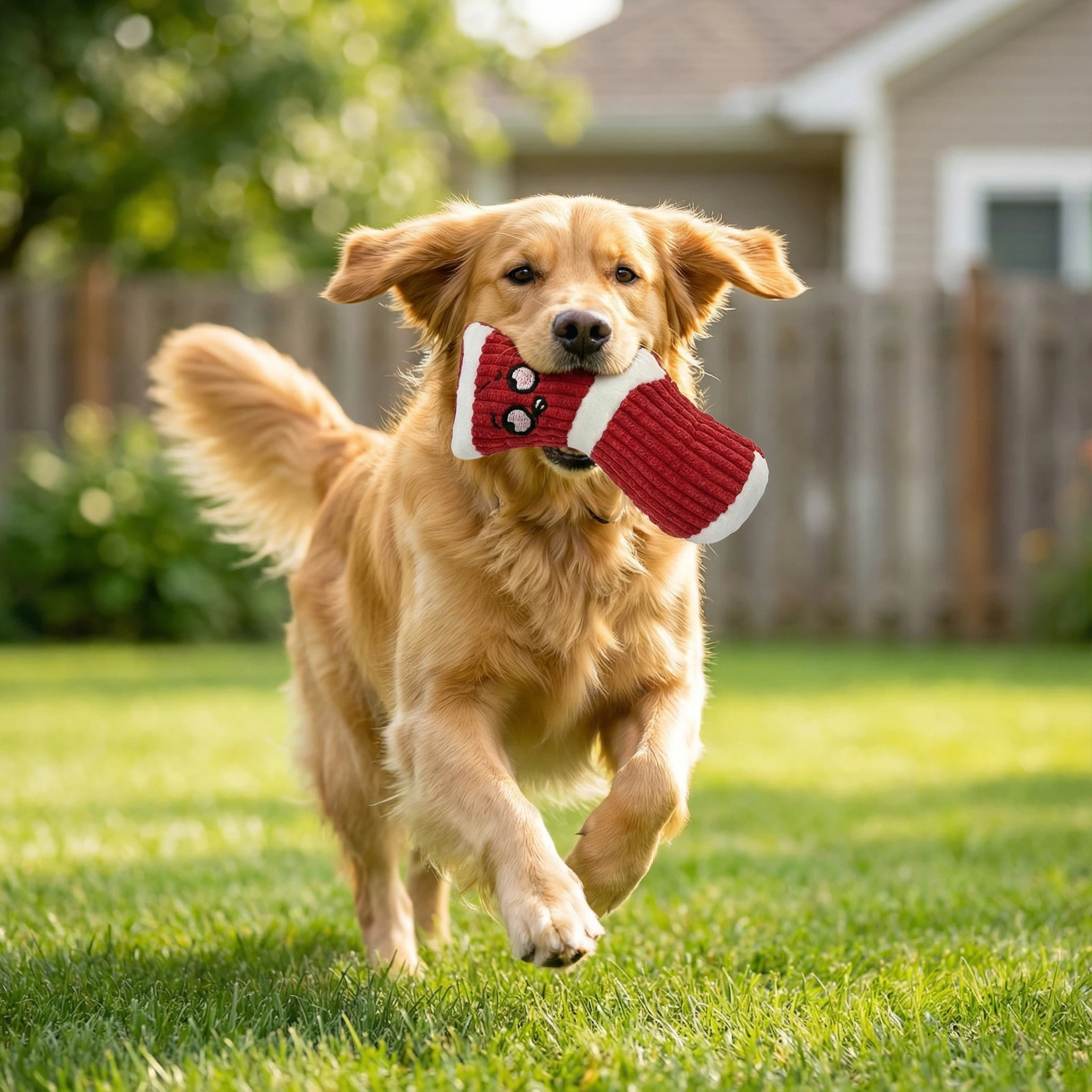 Plush Sock-Shaped Dog Toy for Chewing, Squeaking and Interactive Play (15 × 7 cm)