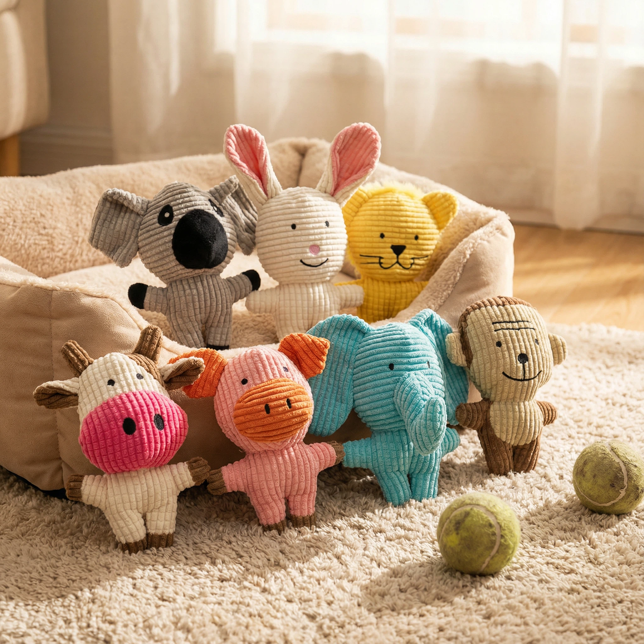 Mini Plush Animal Dog Toy Set for Chewing and Interactive Play – Assorted Small Animals (Approx. 4.5 in / 11.5 cm)