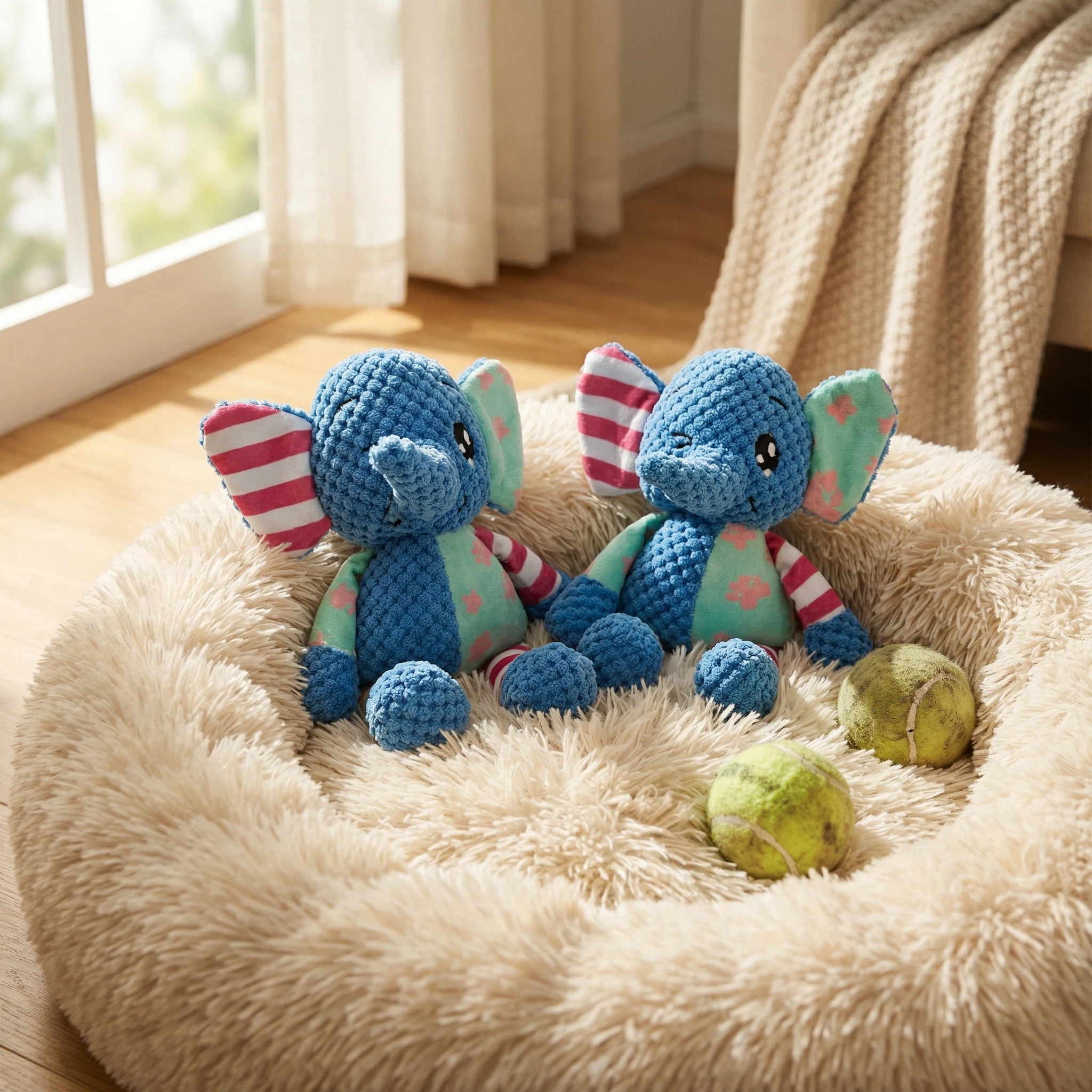 Plush Elephant Dog Toy with Soft Textured Fabric for Chewing, Cuddling and Interactive Play (Approx. 26 cm)