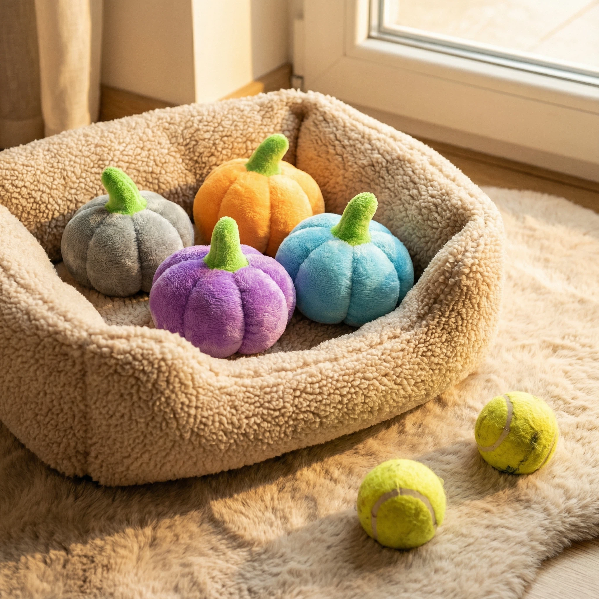 Plush Pumpkin Dog Toy with Soft Fabric for Chewing, Tossing and Interactive Play (Approx. 12–14 cm)