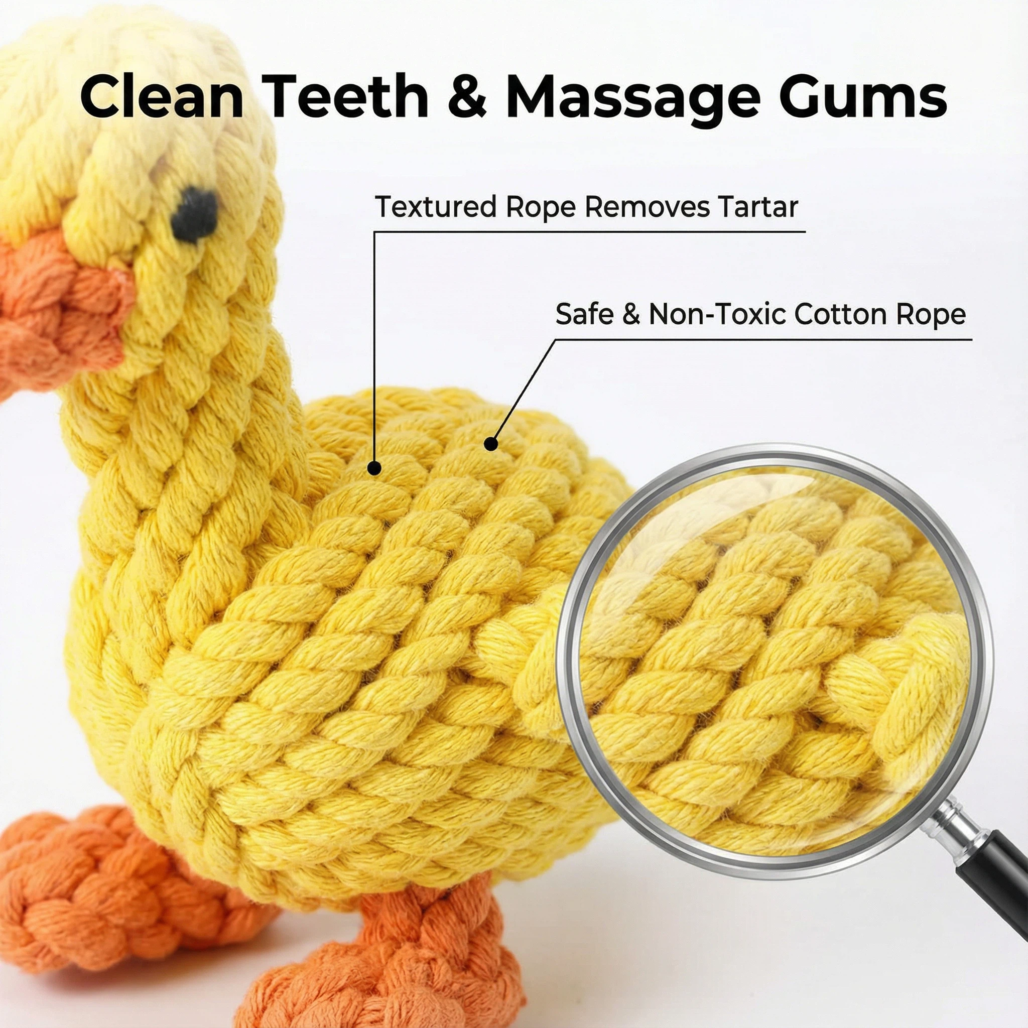 Rope Duck Dog Toy with Knotted Cotton Texture for Chewing and Interactive Play (Approx. 12–14 cm, 92 g)