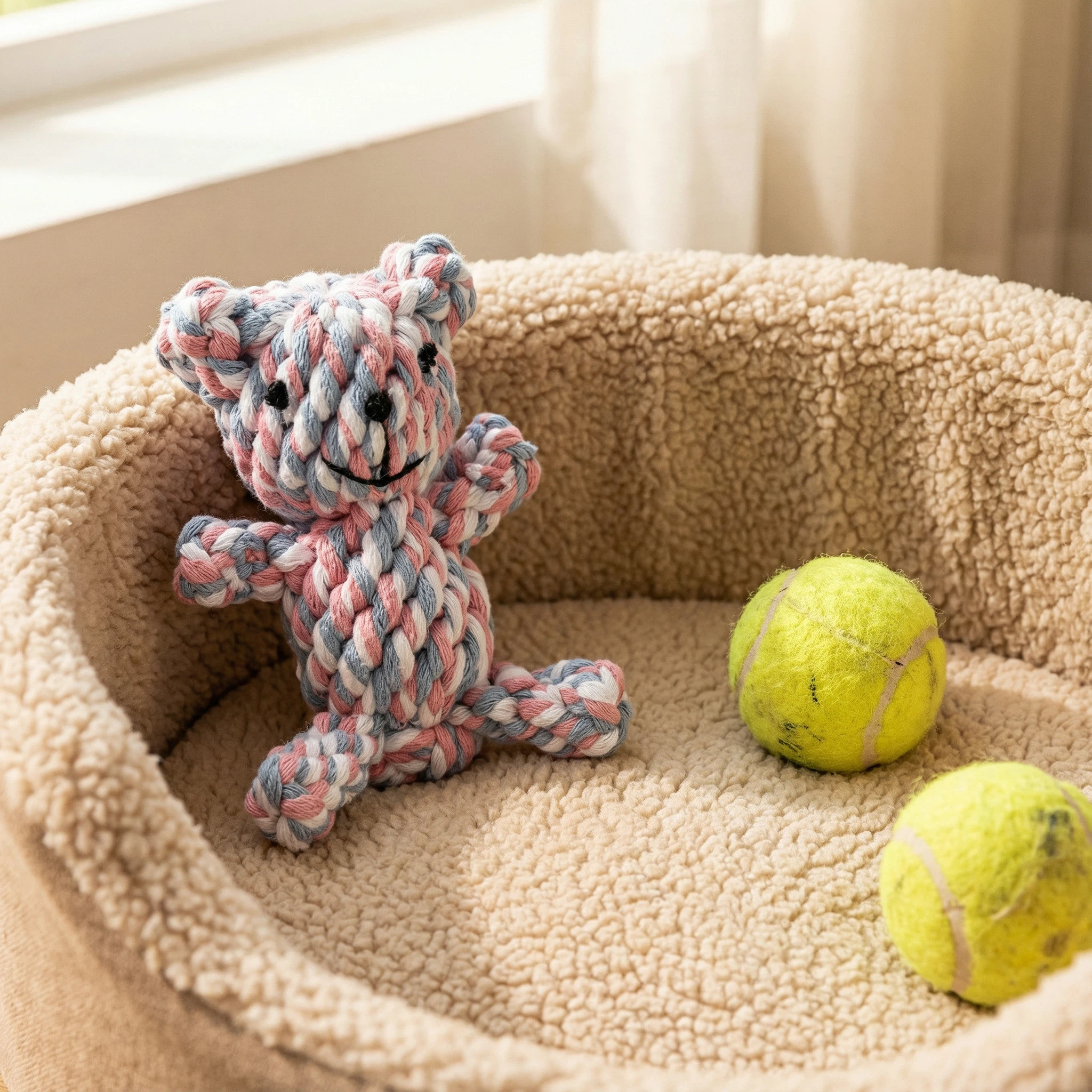 Durable Cotton Rope Bear Dog Toy for Chewing, Tugging & Interactive Play