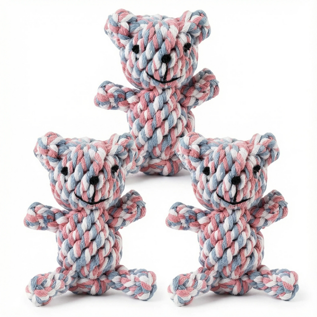 Durable Cotton Rope Bear Dog Toy for Chewing, Tugging & Interactive Play