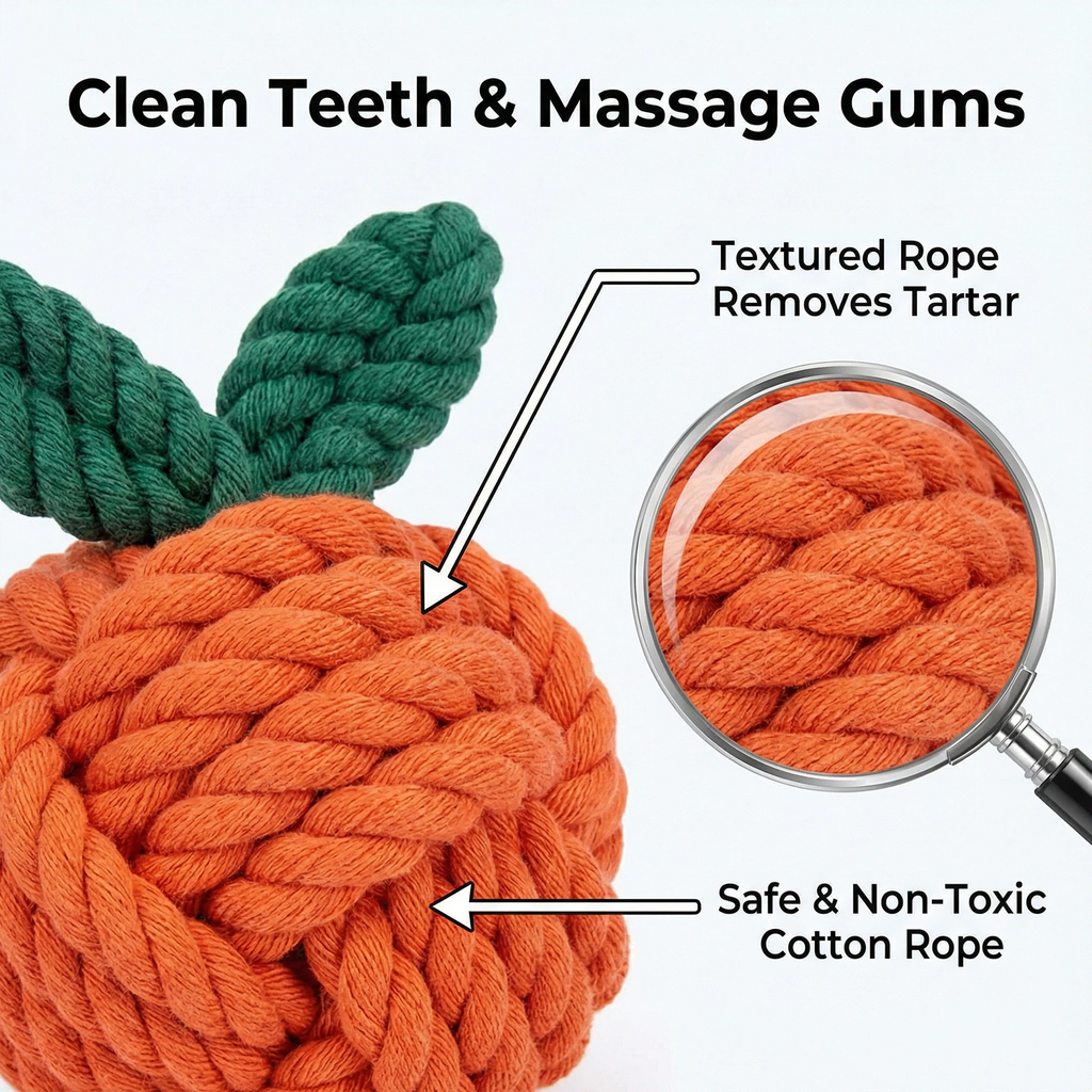 Zabawka dla psa Cotton Rope Orange – trwała zabawka do gryzienia dla małych i średnich psów