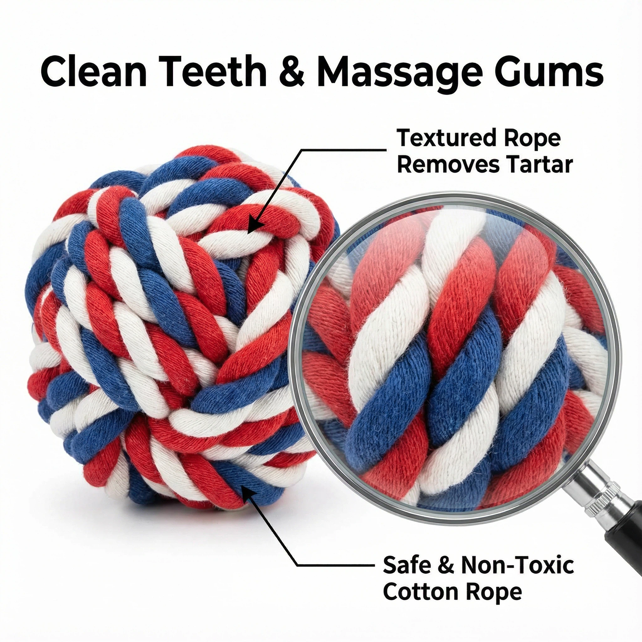 Durable Cotton Rope Ball Dog Toy – Chew & Fetch Toy for Small, Medium and Large Dogs (5.5cm / 6.5cm / 8cm)