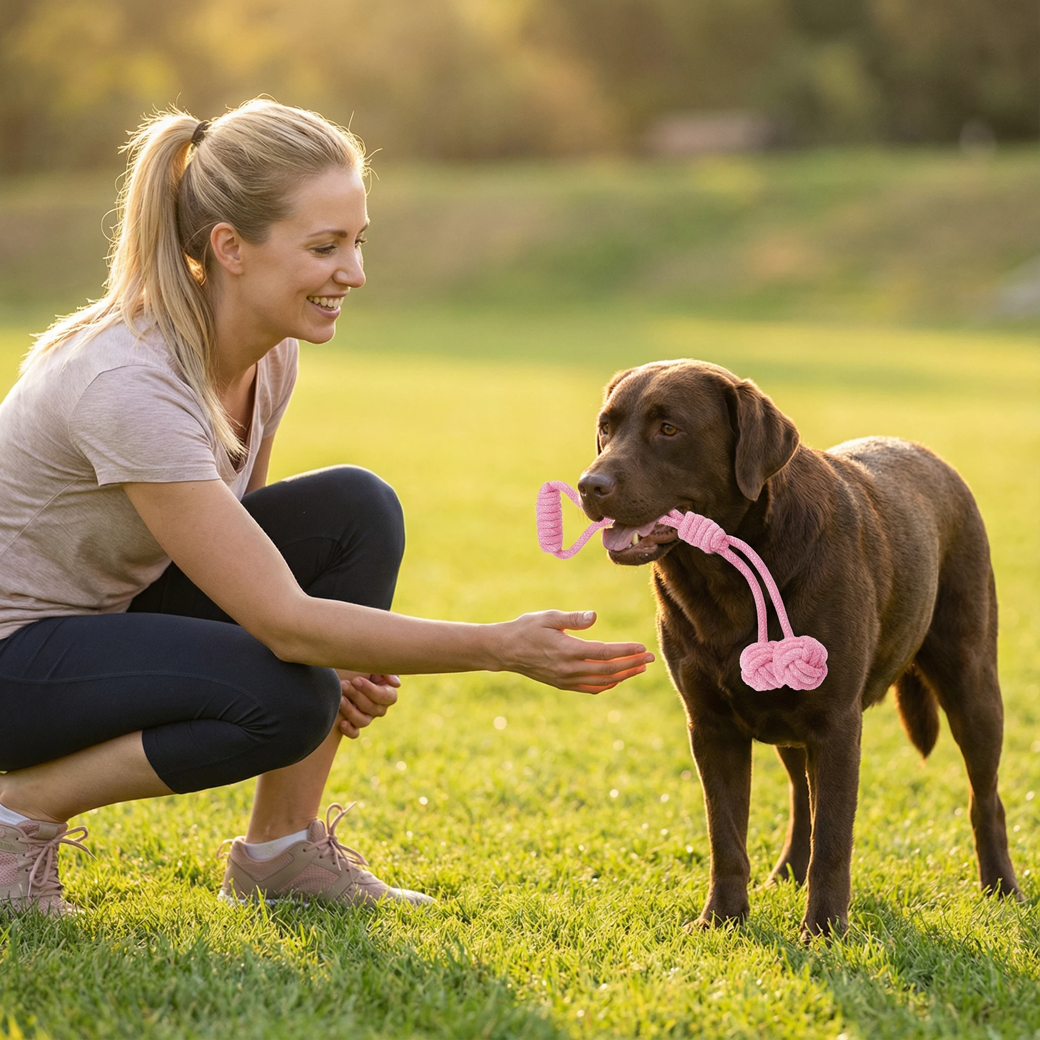 Durable Cotton Rope Dog Toy with Double Knots – Tug & Chew Toy for Small, Medium and Large Dogs (30–40 cm Options)
