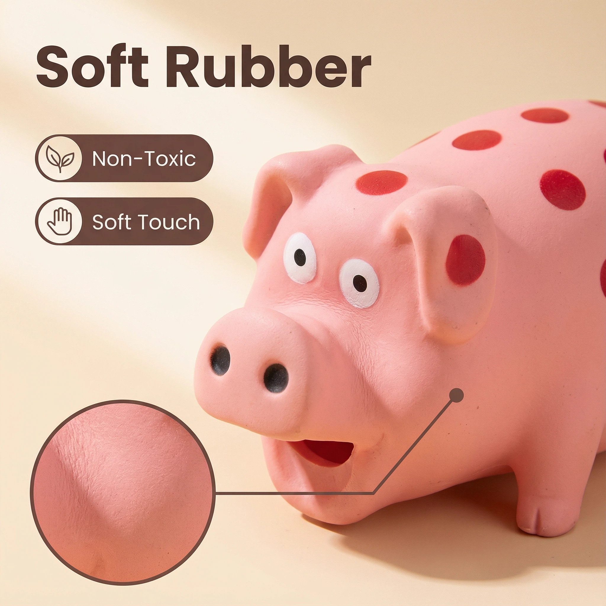 Pig-Shaped Rubber Squeaky Pet Toy – Durable Chew Toy (21 × 6.5 cm)