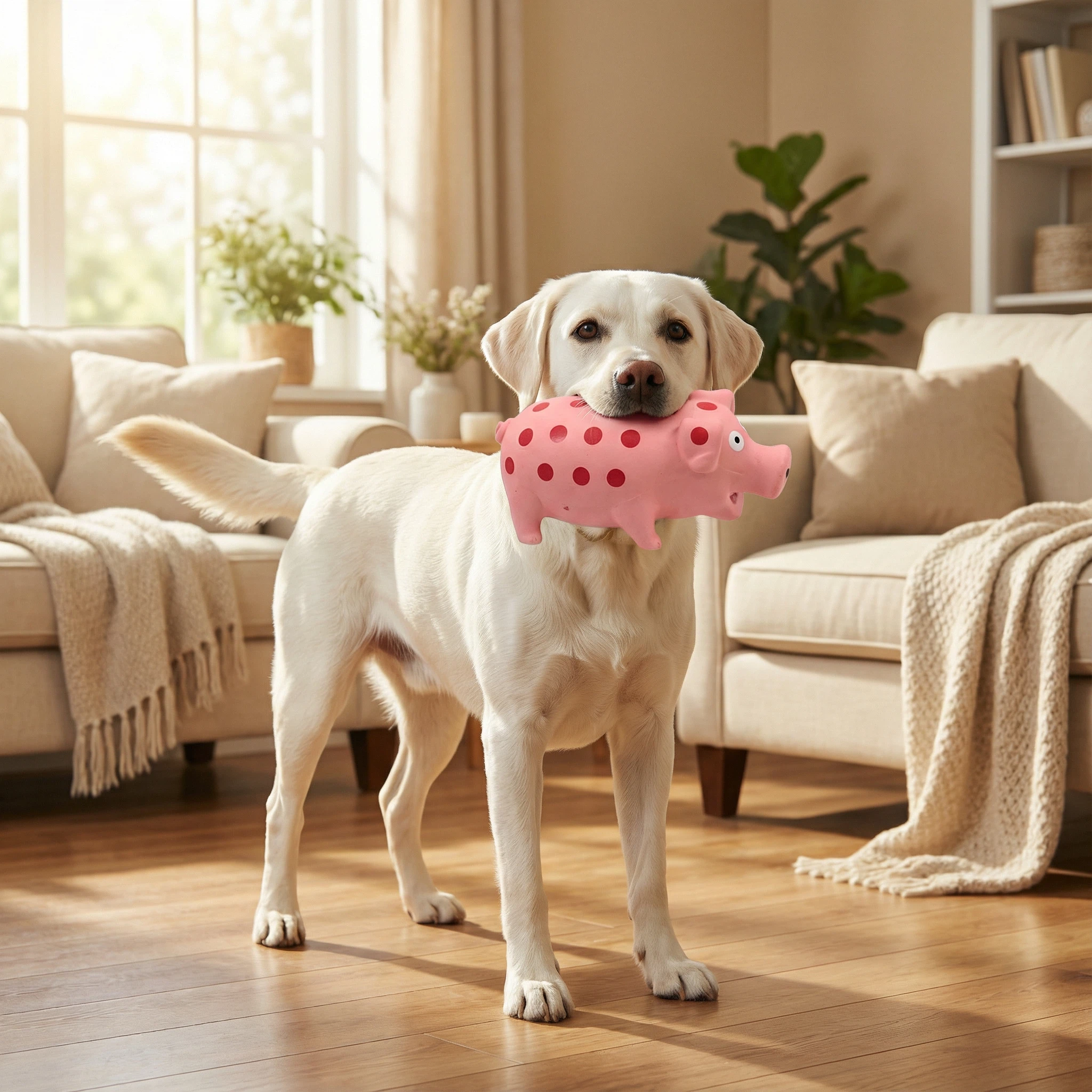 Pig-Shaped Rubber Squeaky Pet Toy – Durable Chew Toy (21 × 6.5 cm)