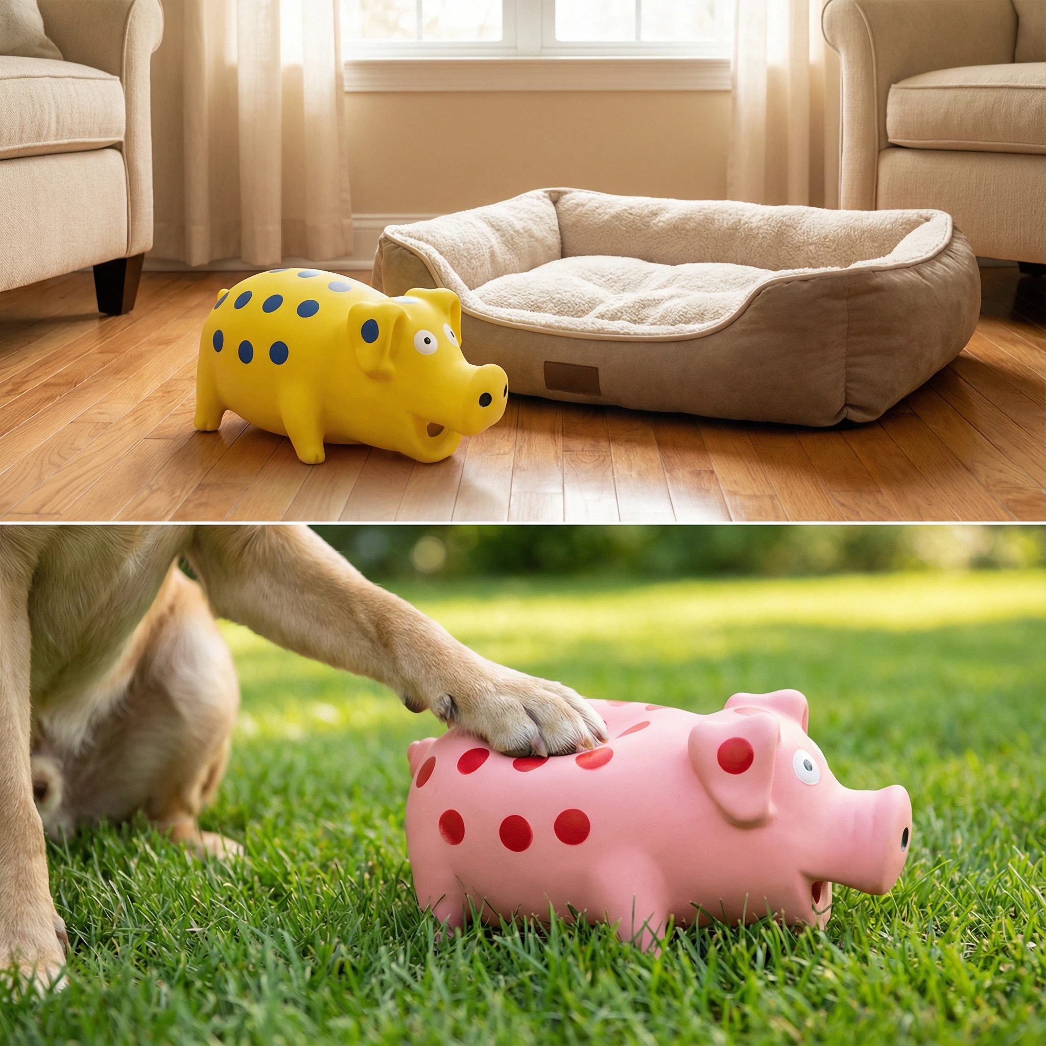 Pig-Shaped Rubber Squeaky Pet Toy – Durable Chew Toy (21 × 6.5 cm)