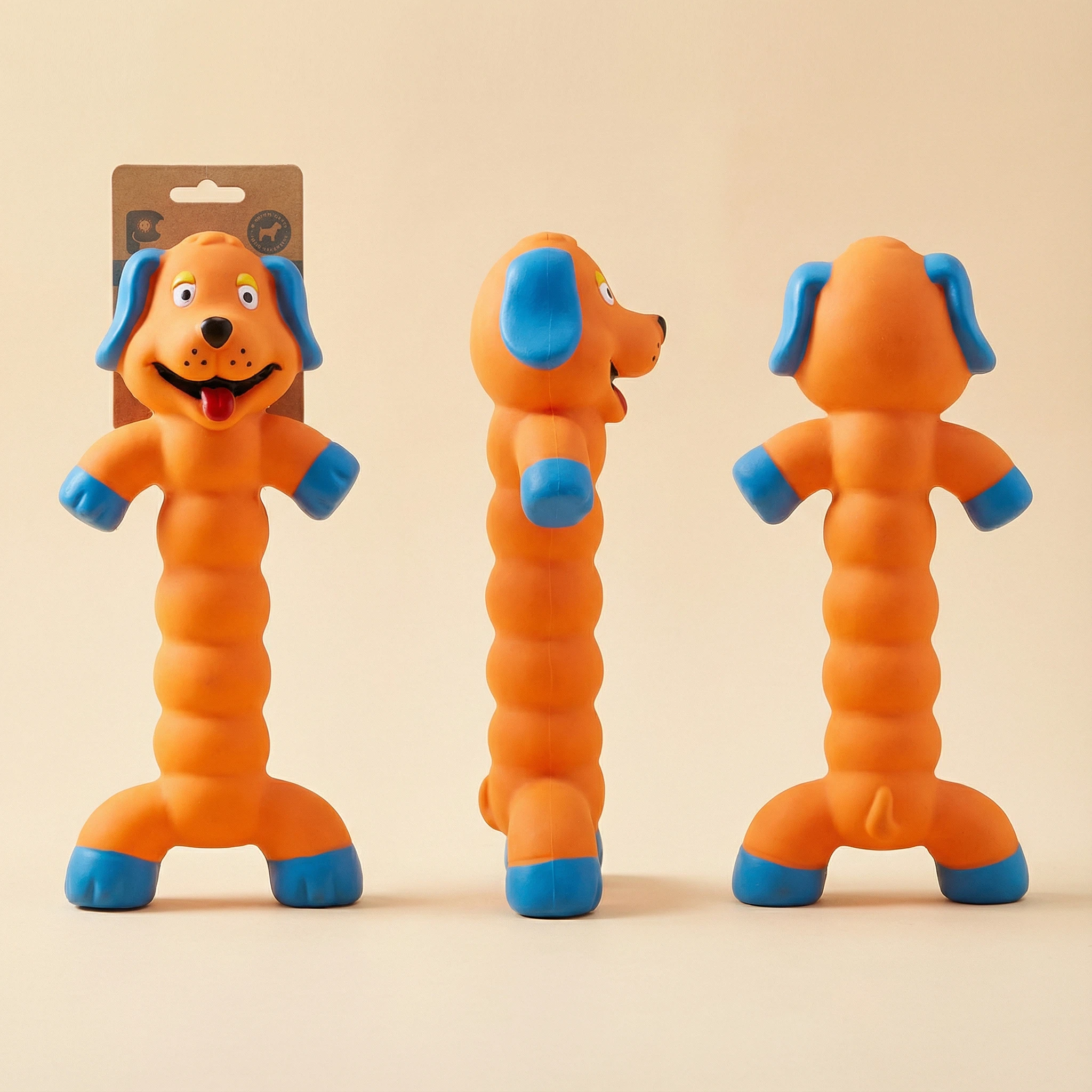 Long Dog-Shaped Rubber Squeaky Pet Toy – Durable Chew Toy (20 × 9 cm)