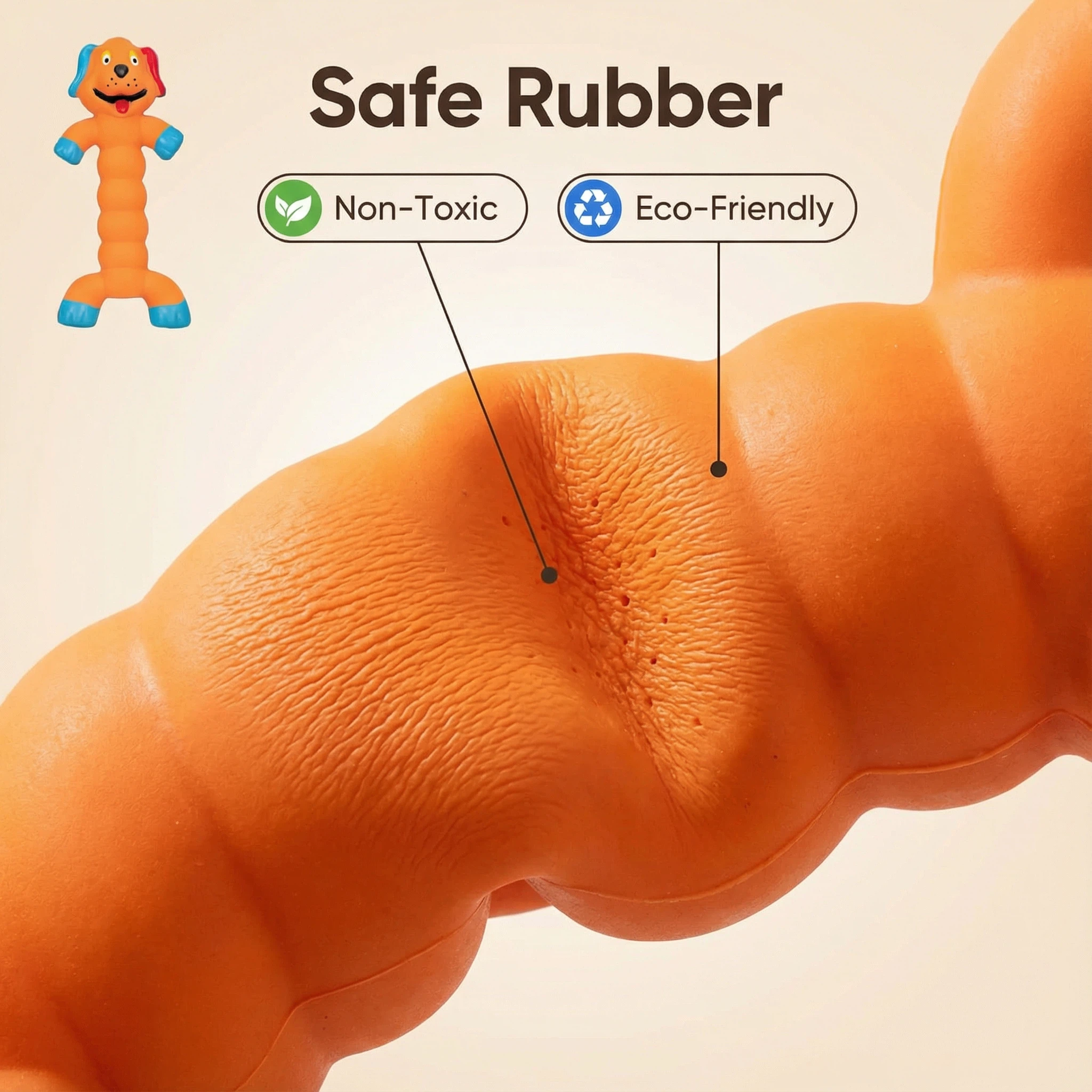 Long Dog-Shaped Rubber Squeaky Pet Toy – Durable Chew Toy (20 × 9 cm)