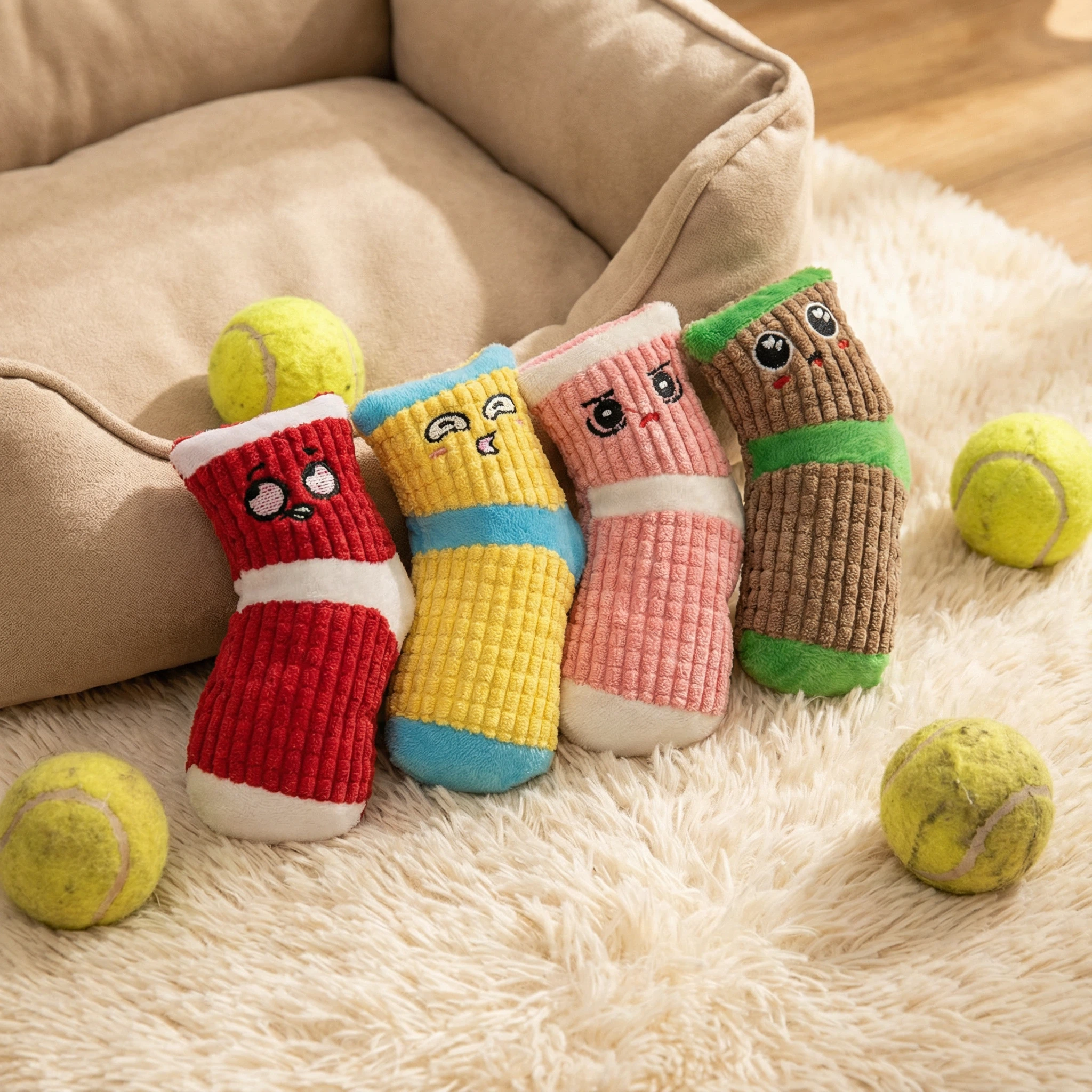 Plush Sock-Shaped Dog Toy for Chewing, Squeaking and Interactive Play (15 × 7 cm)