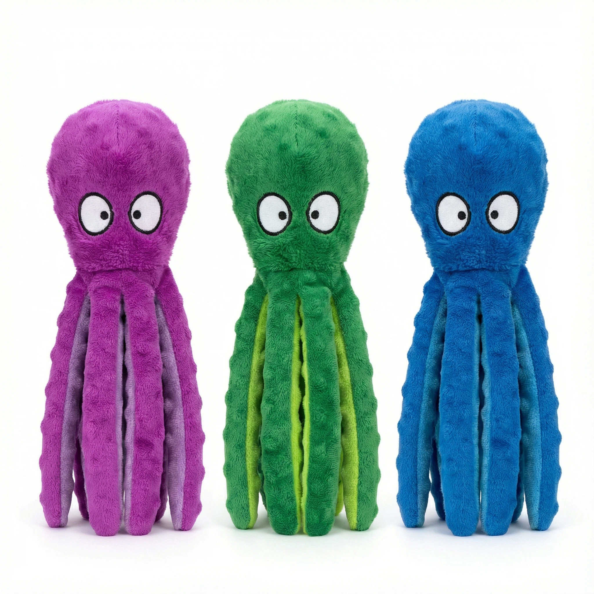 Plush Octopus Dog Toy with Textured Fabric for Chewing, Shaking and Interactive Play (Approx. 28 cm)