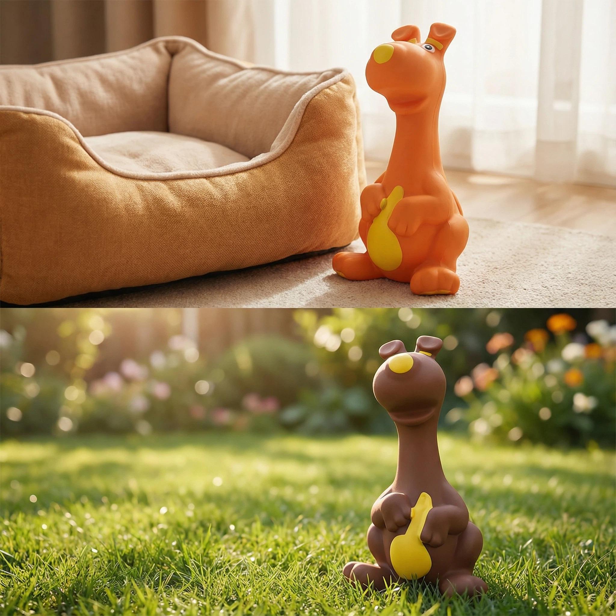 Dog-Shaped Rubber Squeaky Pet Toy – Durable Chew Toy (6.8 × 13 cm)