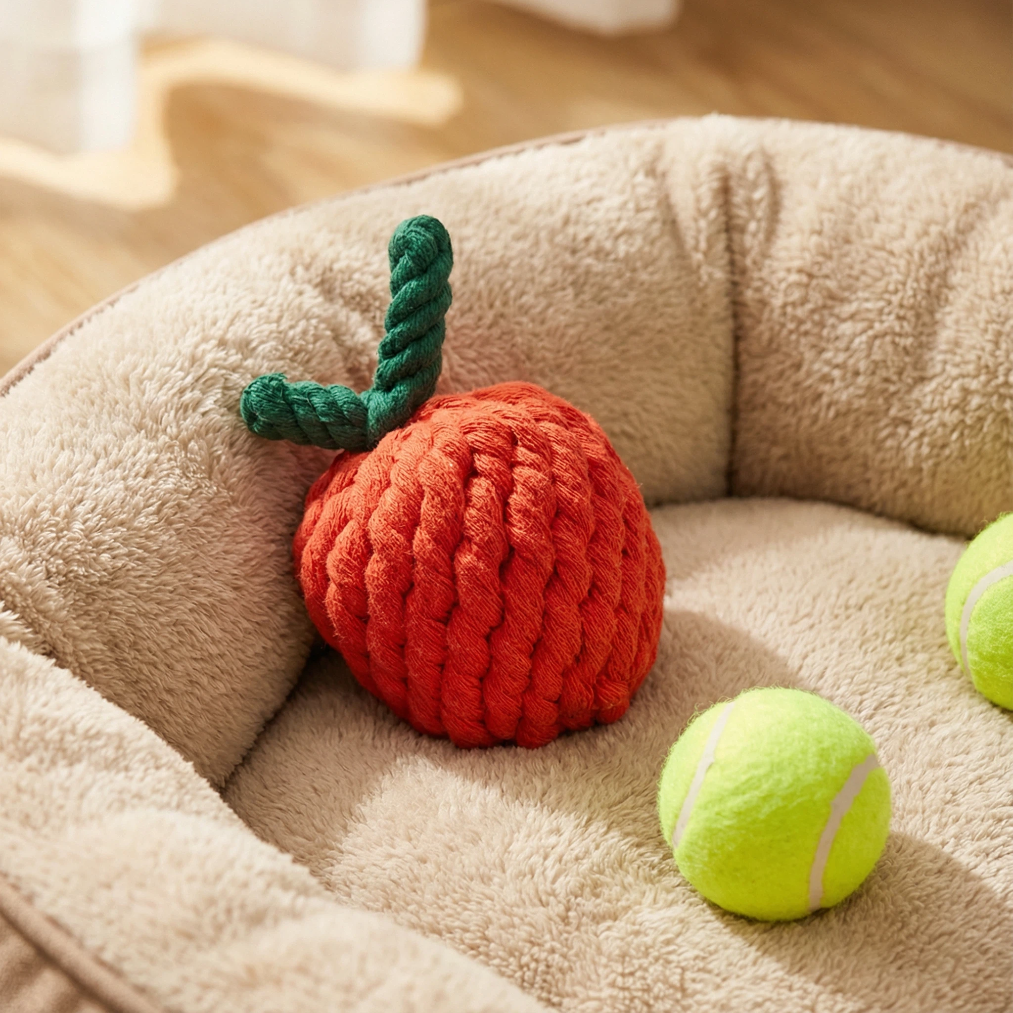 Cotton Rope Orange Dog Toy – Durable Chew Toy for Small & Medium Dogs