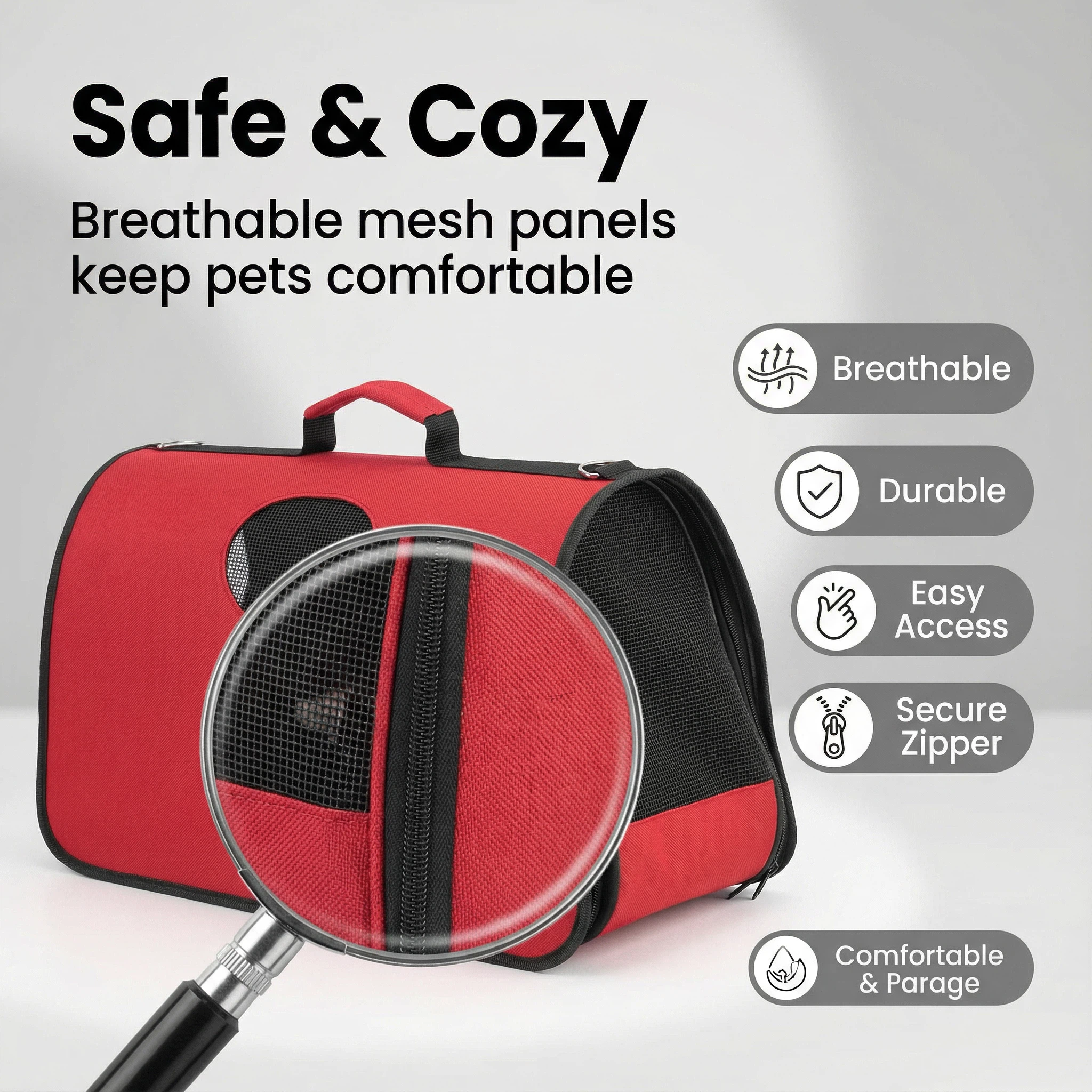 牛津布宠物手提包 – 便携式犬猫运输包