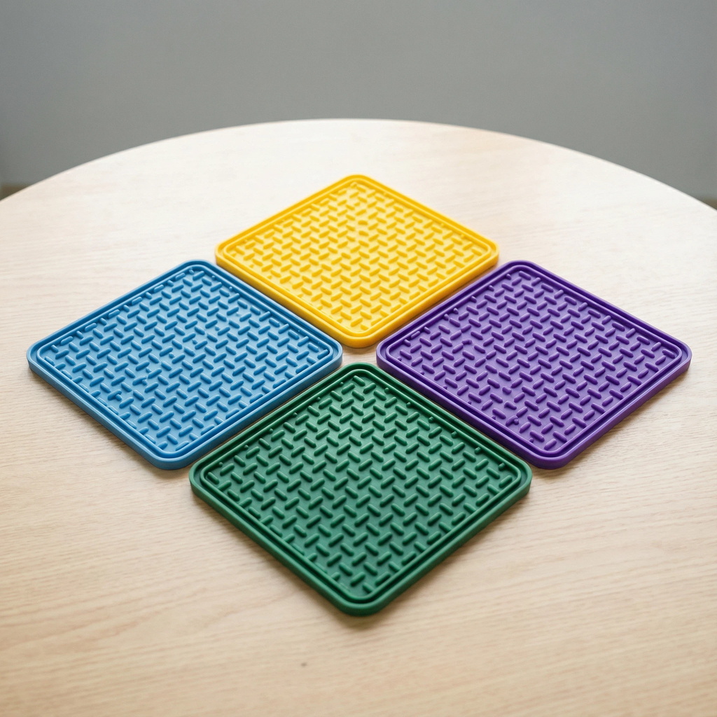 Square Anti-Slip Pet Feeding Mat for Bowls – 20 × 20 cm