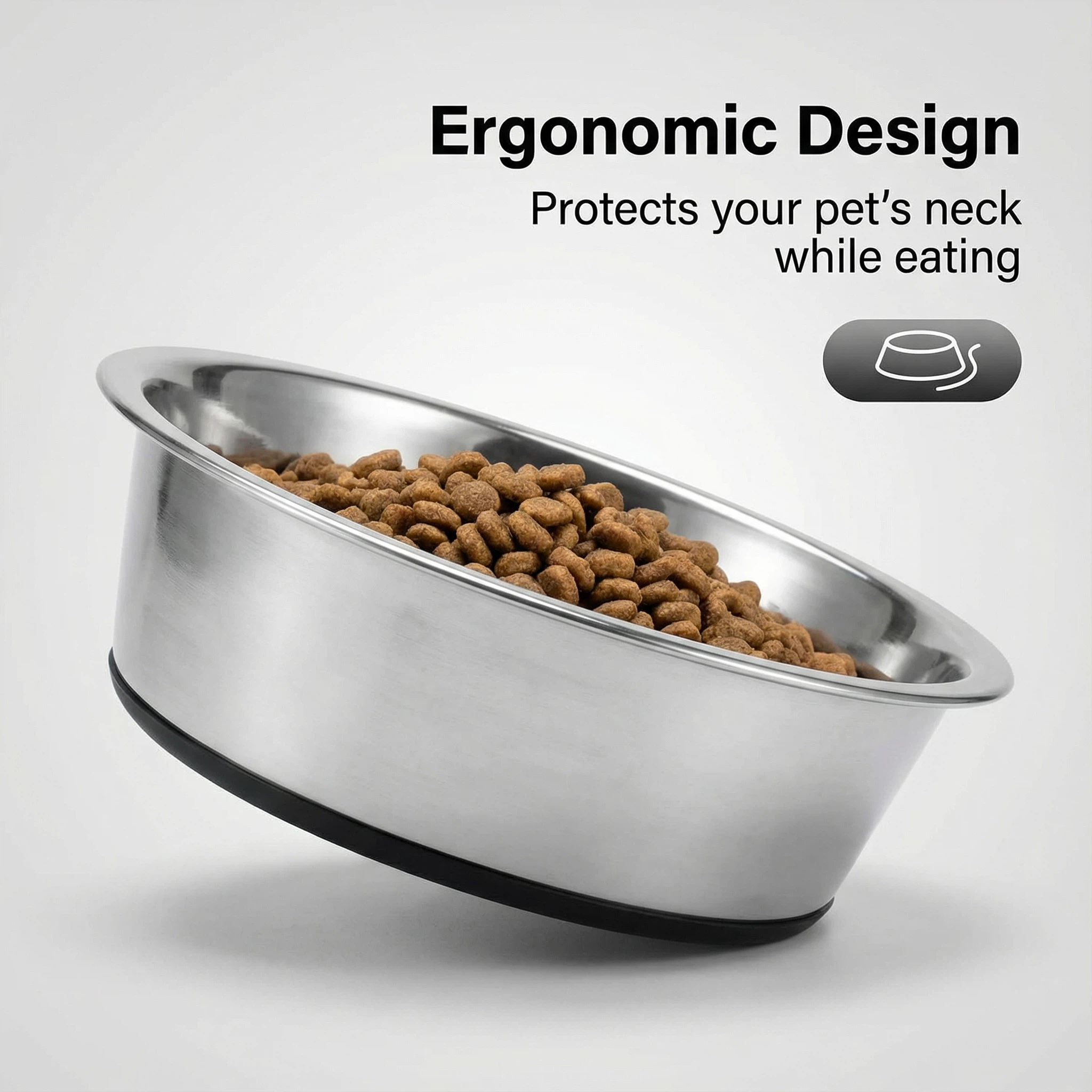 Stainless Steel Pet Bowl with Anti-Slip Silicone Base – 14cm