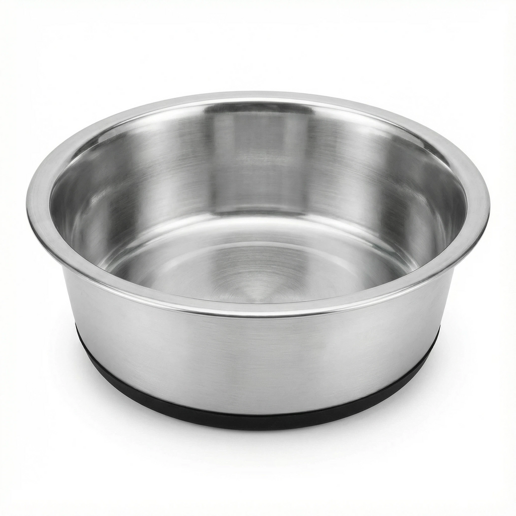Stainless Steel Pet Bowl with Anti-Slip Silicone Base – 14cm