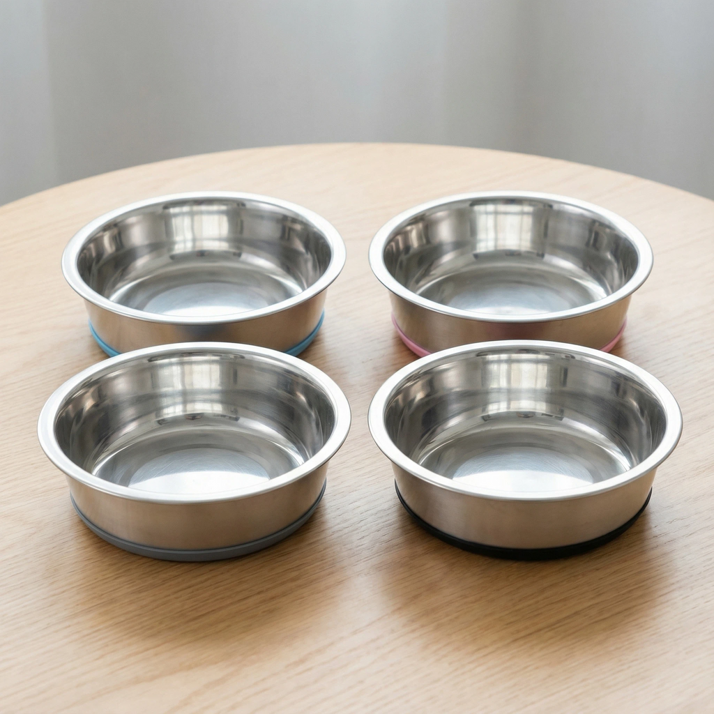 Stainless Steel Pet Bowl with Anti-Slip Silicone Base – 14cm