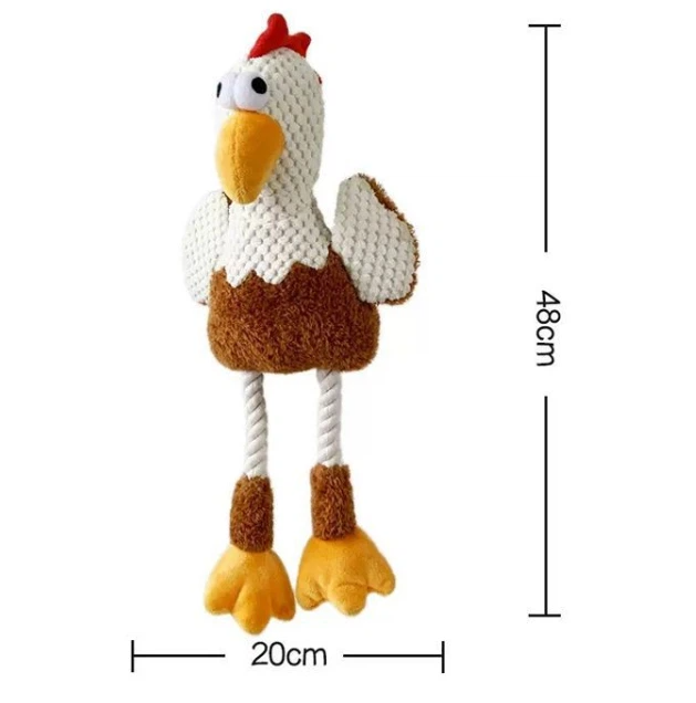 Long-Leg Chicken Dog Toy – Plush & Rope Interactive Pet Toy (20 × 48 cm)